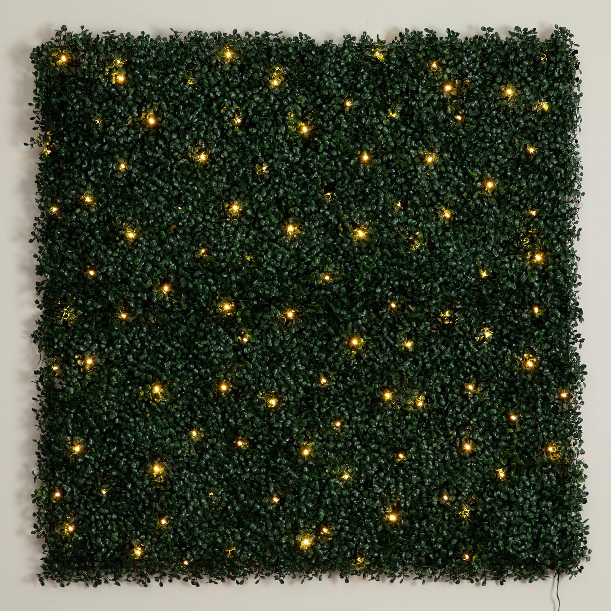 40&#x22; Pre-Lit Warm White LED Boxwood Artificial Living Wall Panel