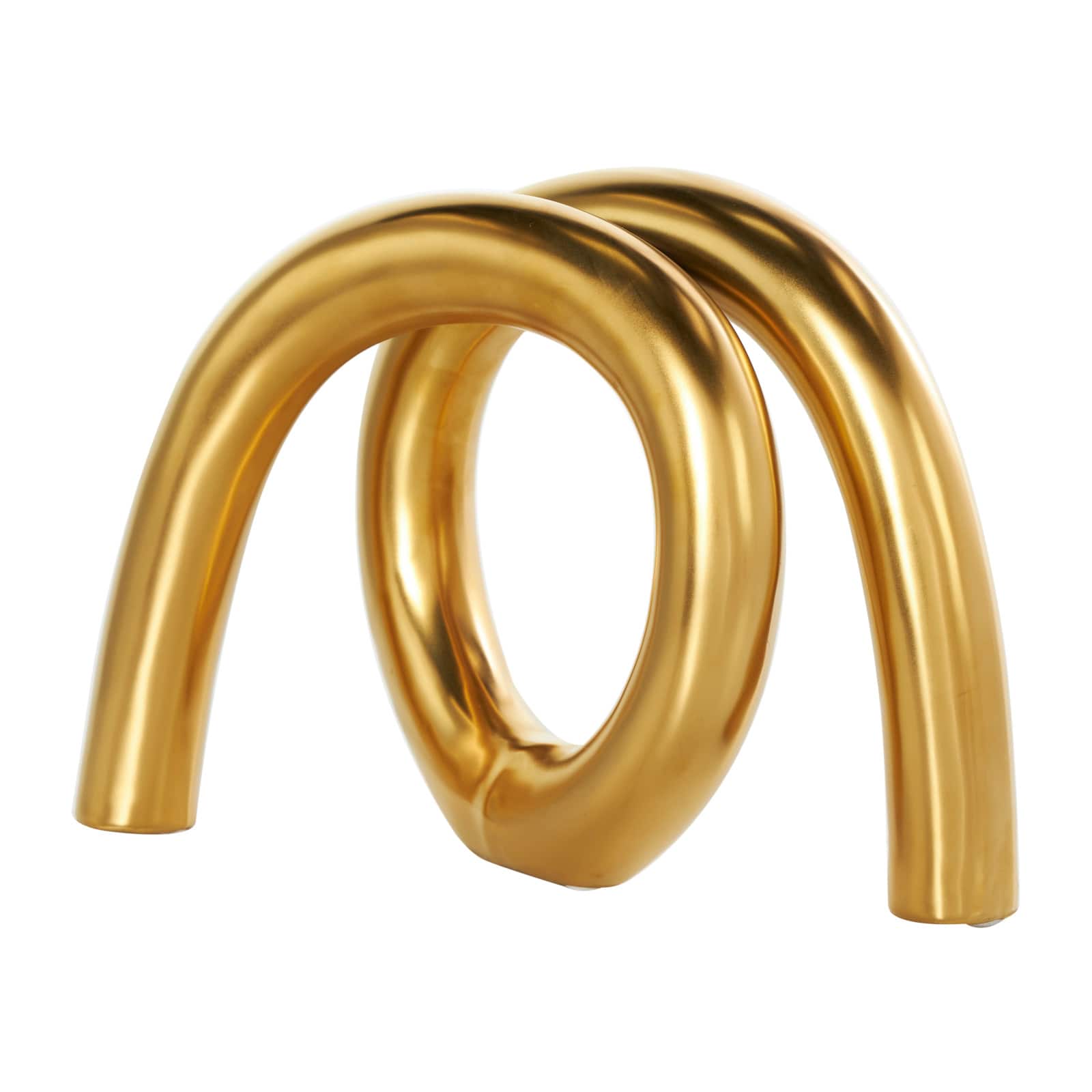 12" Gold Ceramic Abstract Rounded Loop Sculpture