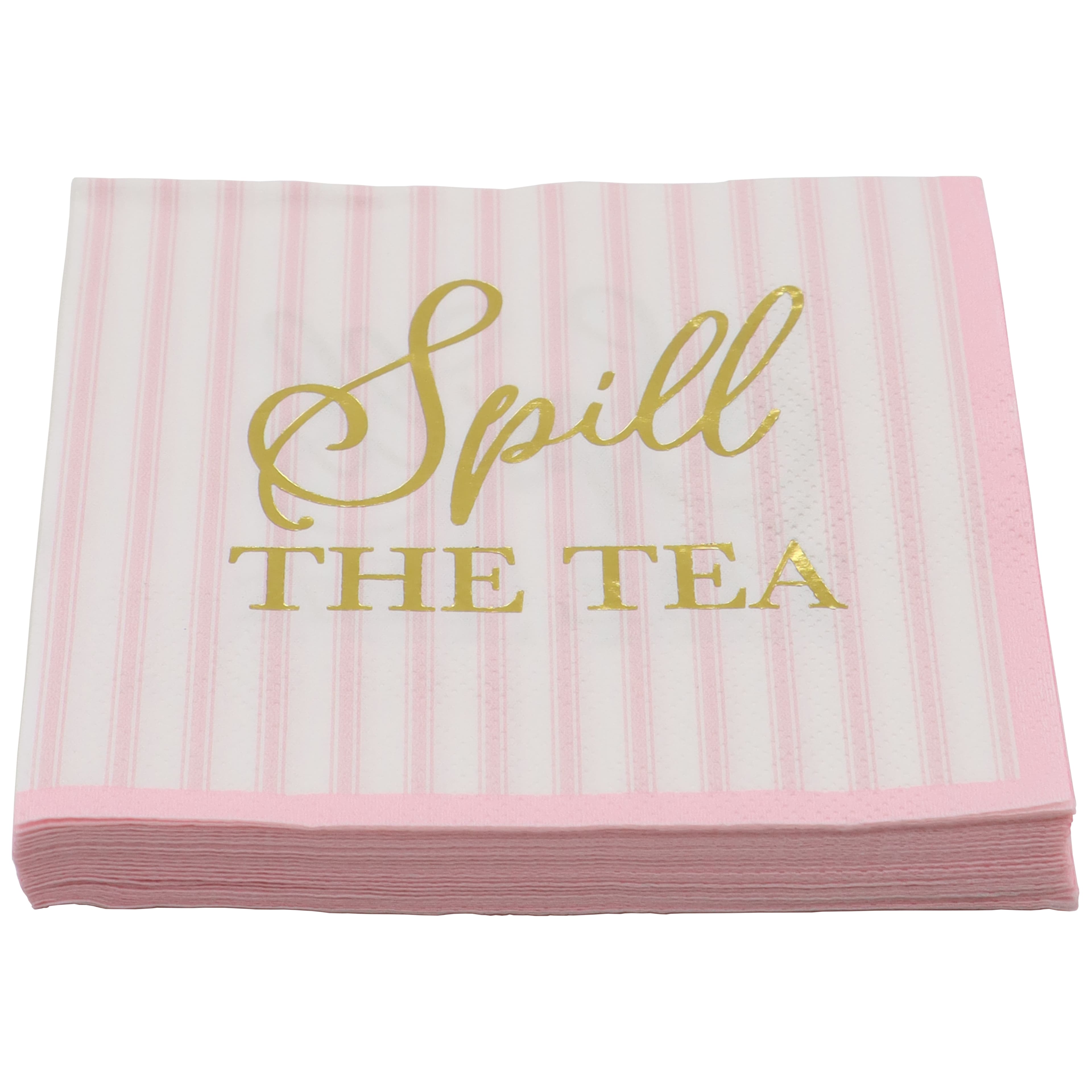 Serviettes pour boissons « Spill the Tea » sur fond à rayures de Celebrate It, 20 unités