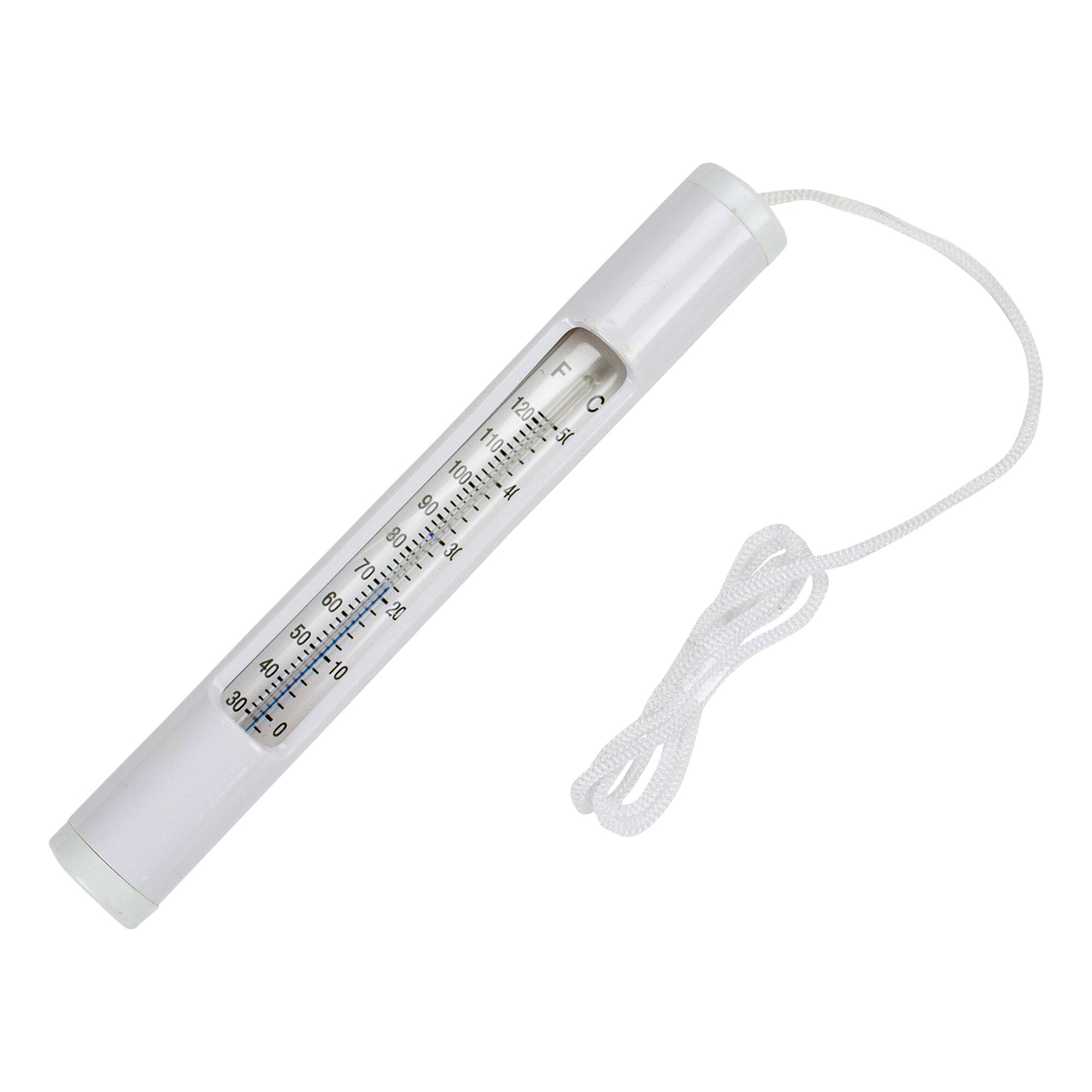 6.75&#x22; White Round Swimming Pool Thermometer with White Cord