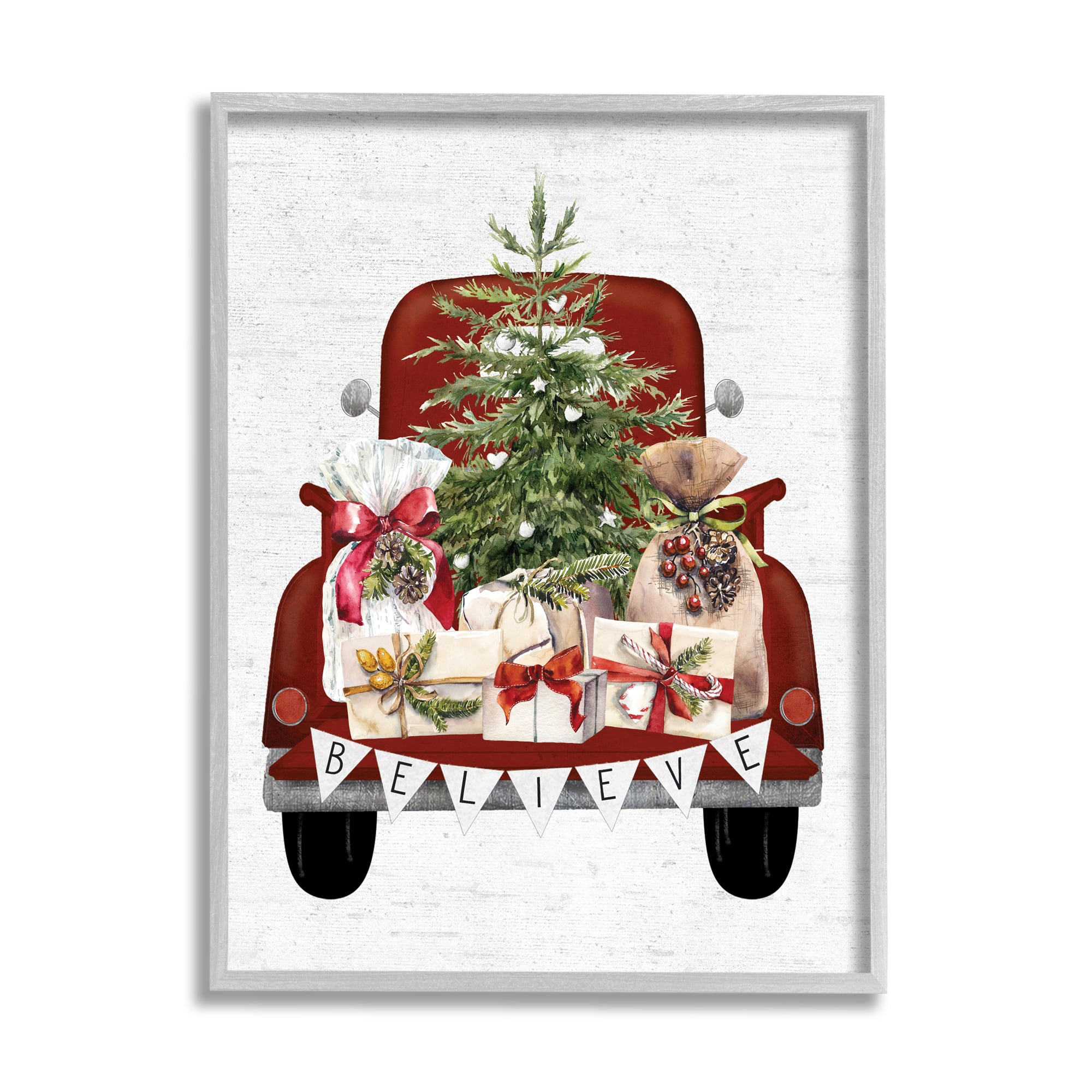 Stupell Industries Believe Seasonal Christmas Truck Framed Giclee Art