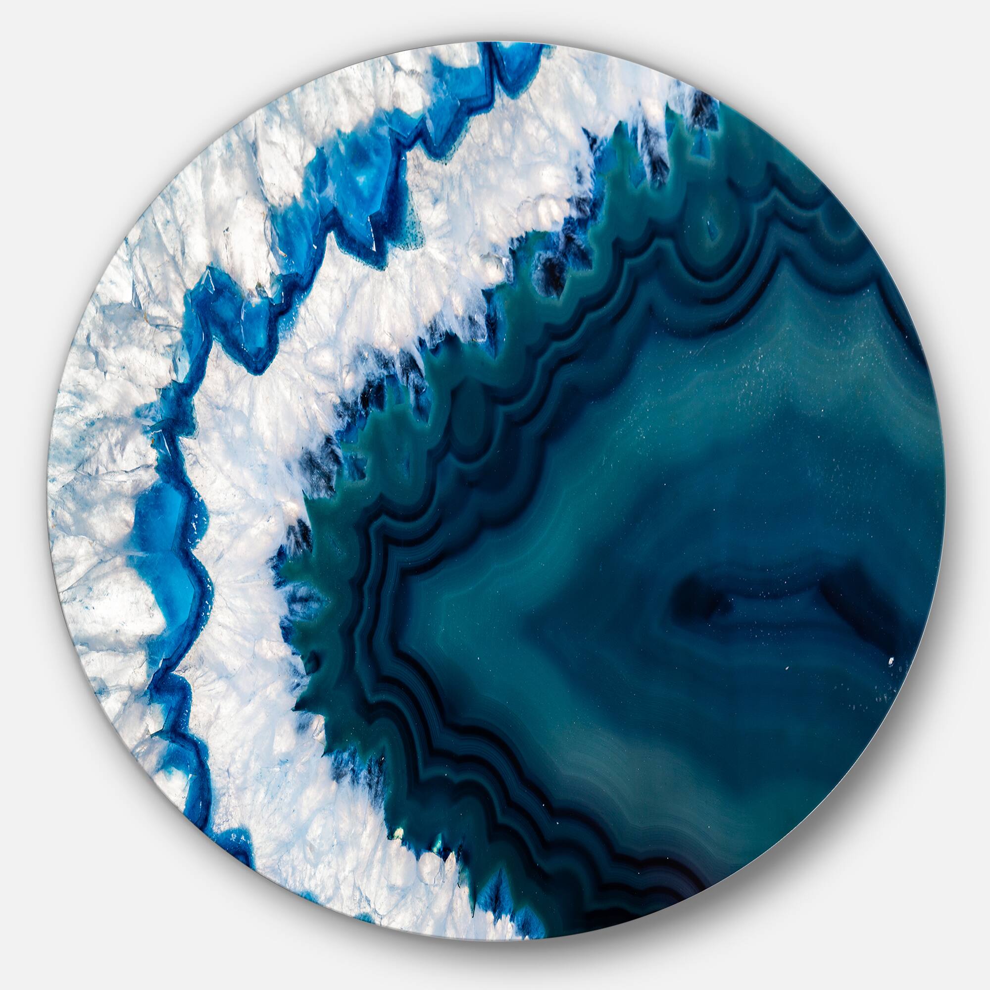 Designart - Blue Brazilian Geode&#x27; Disc Abstract Metal Circle Wall Art Print
