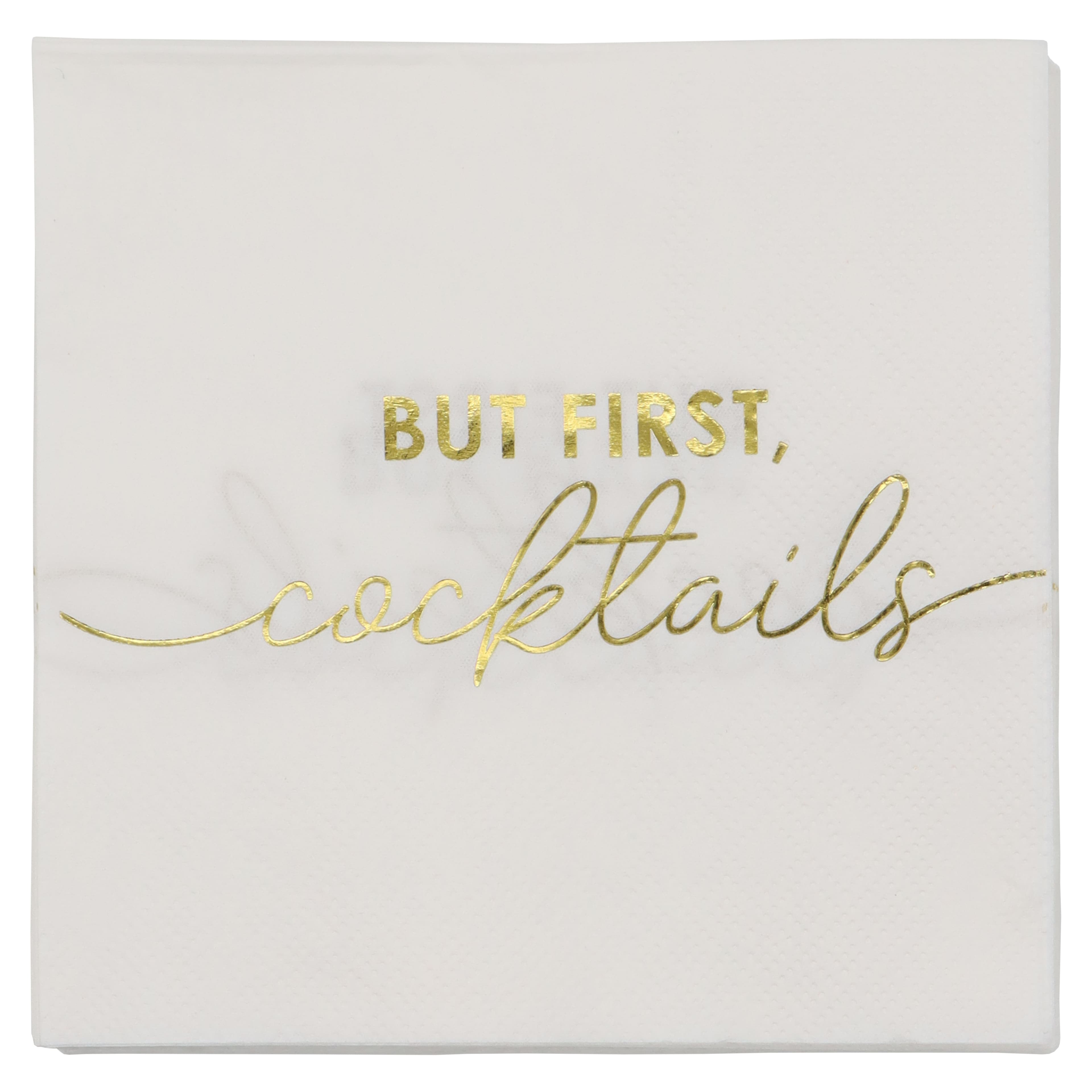 Gold &#x26; White But First Cocktails Beverage Napkins, 20ct. by Celebrate It&#x2122;