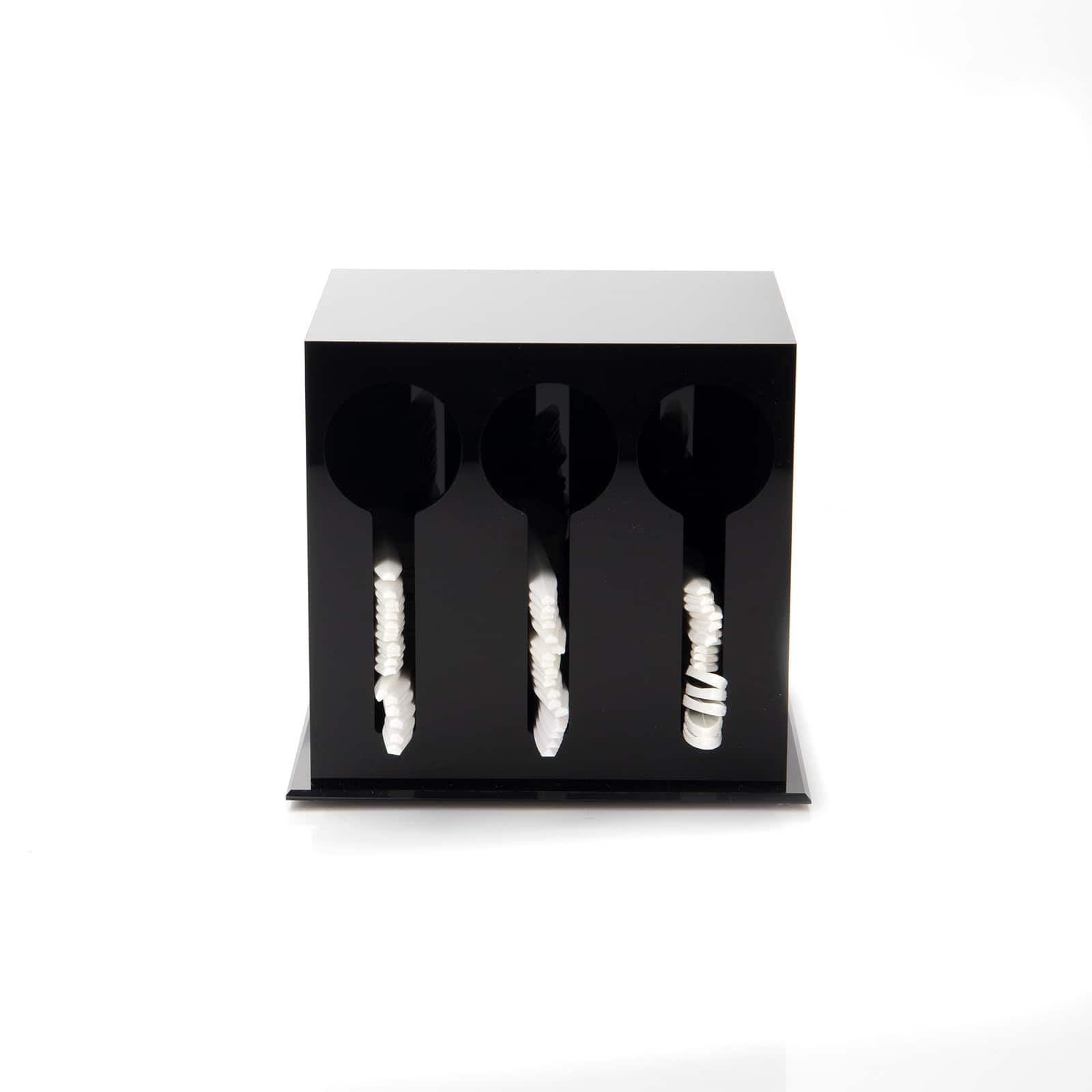 Mind Reader Black 3 Compartment Plastic Utensil Dispenser & Cutlery Organizer