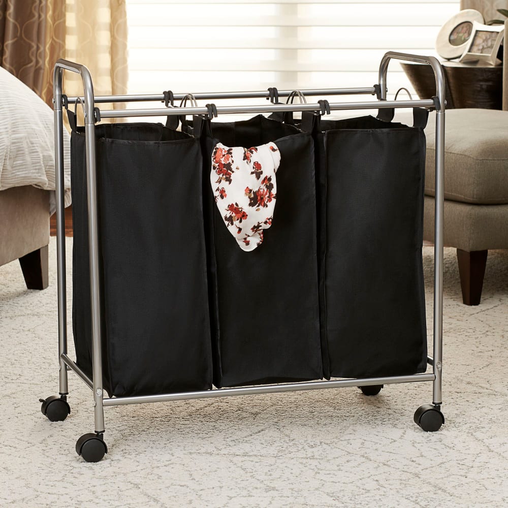 Household Essentials Rolling Triple Laundry Sorter