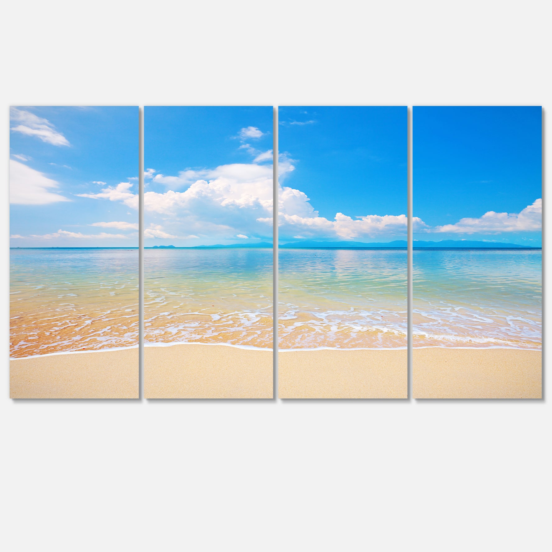 Designart - Large Clouds Over Calm Beach - Seashore Photo Canvas Print