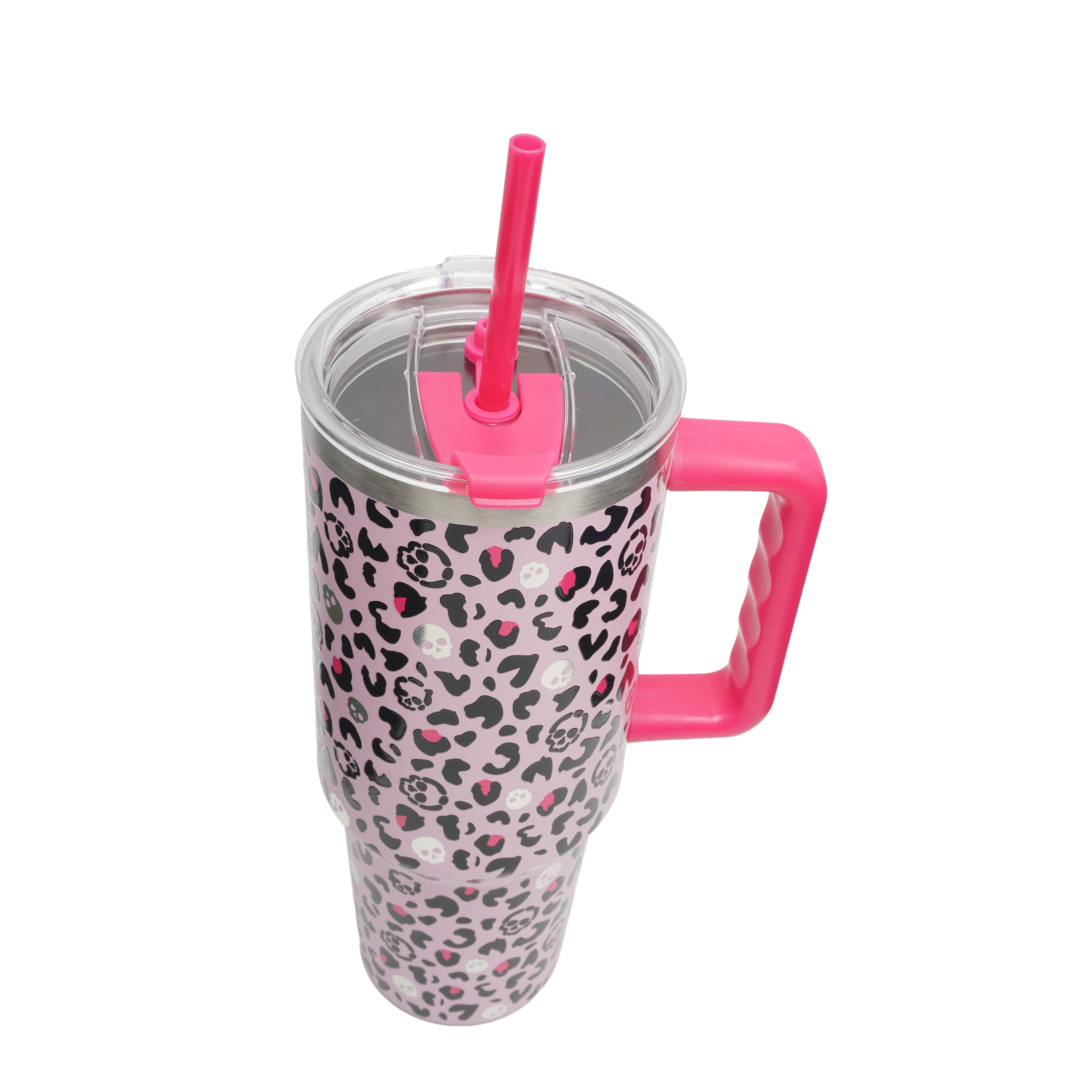 40oz. Pink Skull Leopard Stainless Steel Insulated Tumbler by Ashland®