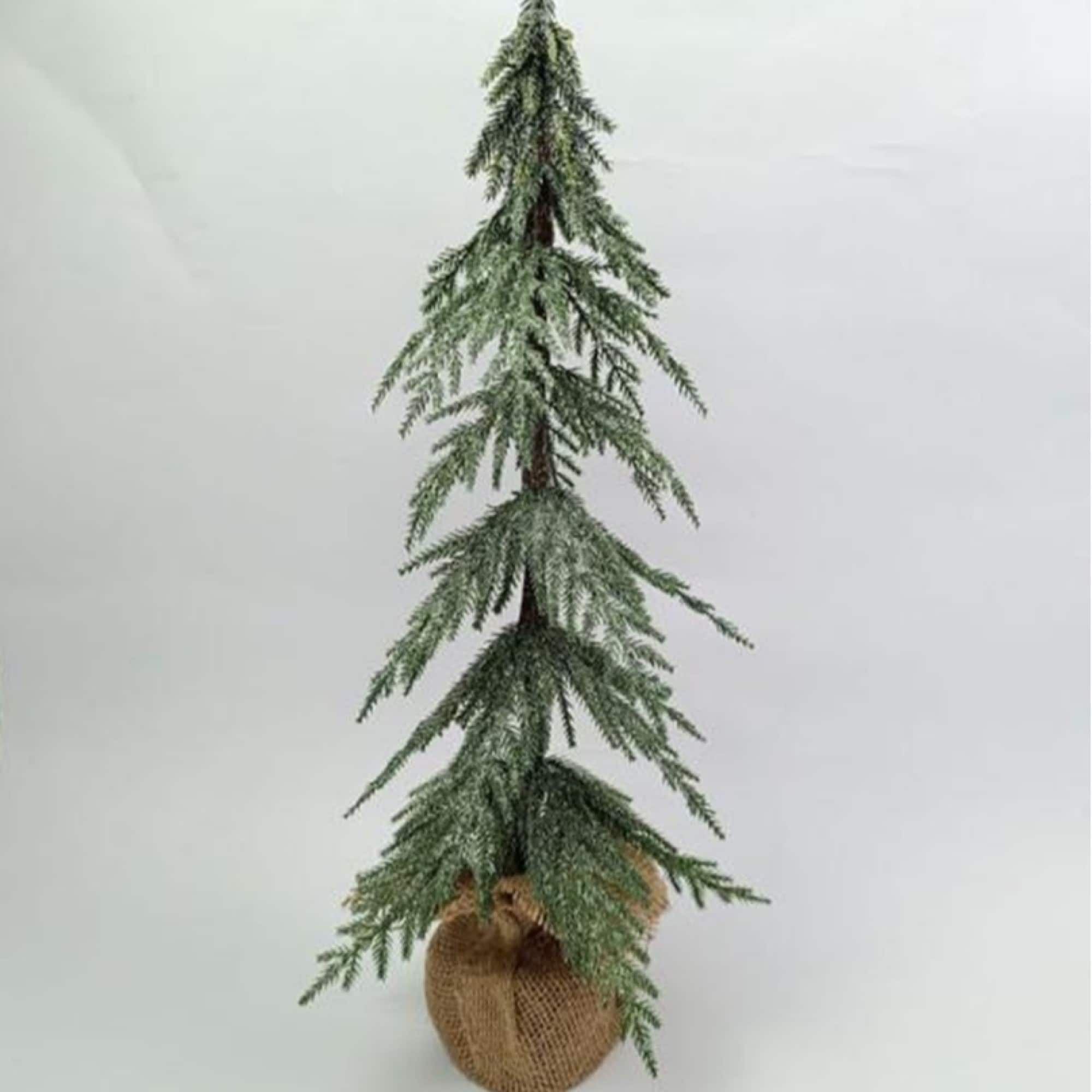 24" Unlit Mini Icy Pine Christmas Tree in Burlap Base 