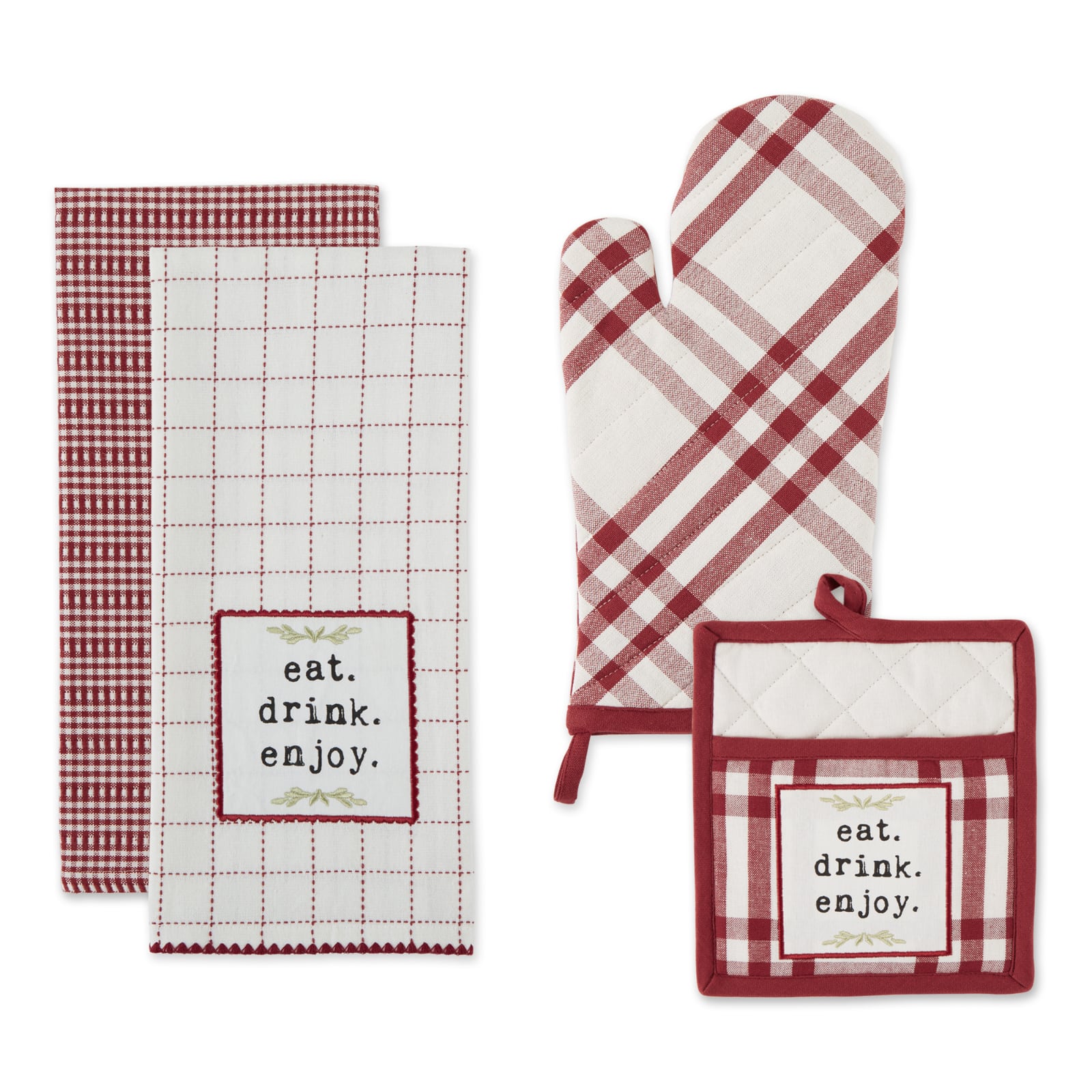 DII® Eat, Drink & Enjoy Kitchen Towels, Potholder & Mitt Set