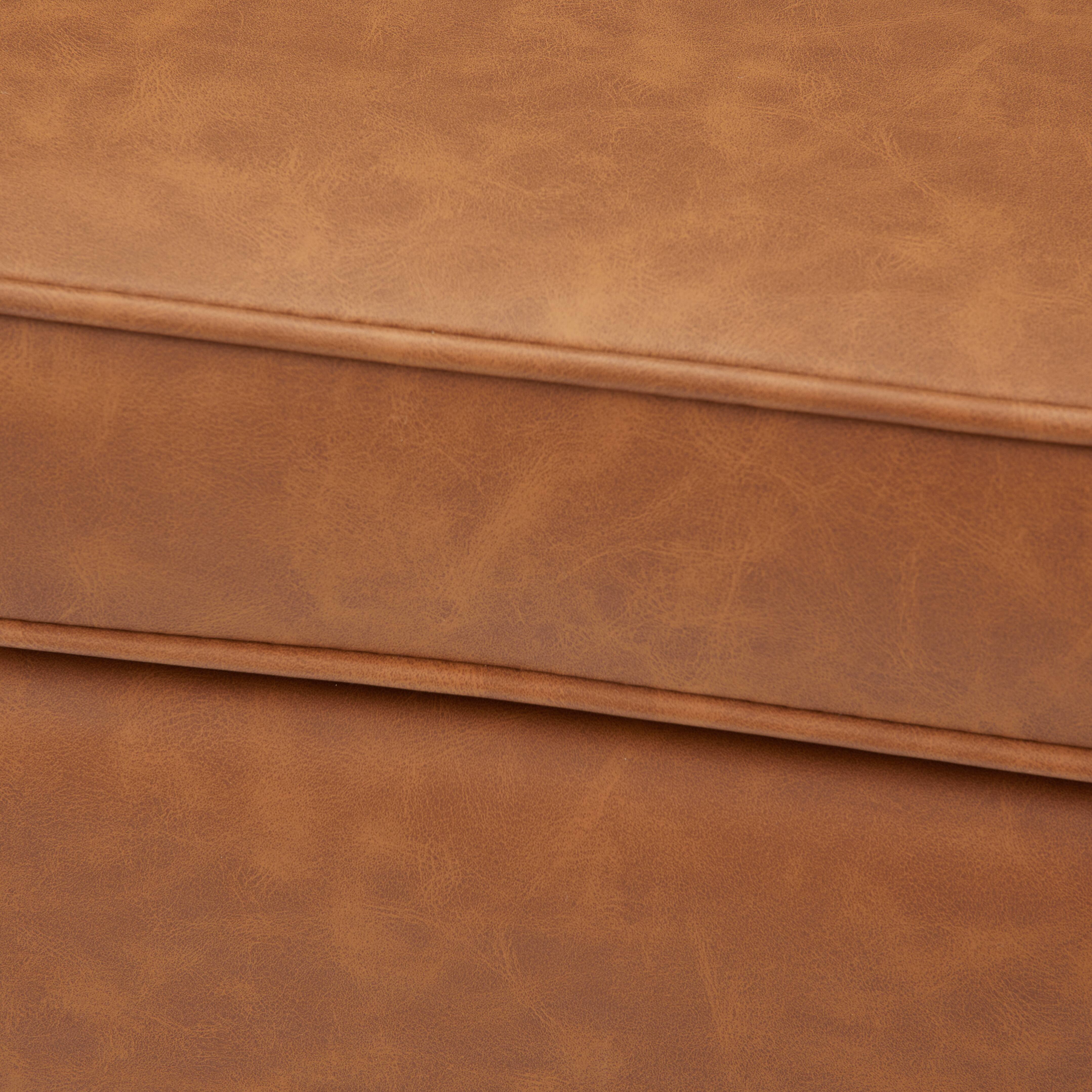 Cognac Vegan Leather Bench with Storage