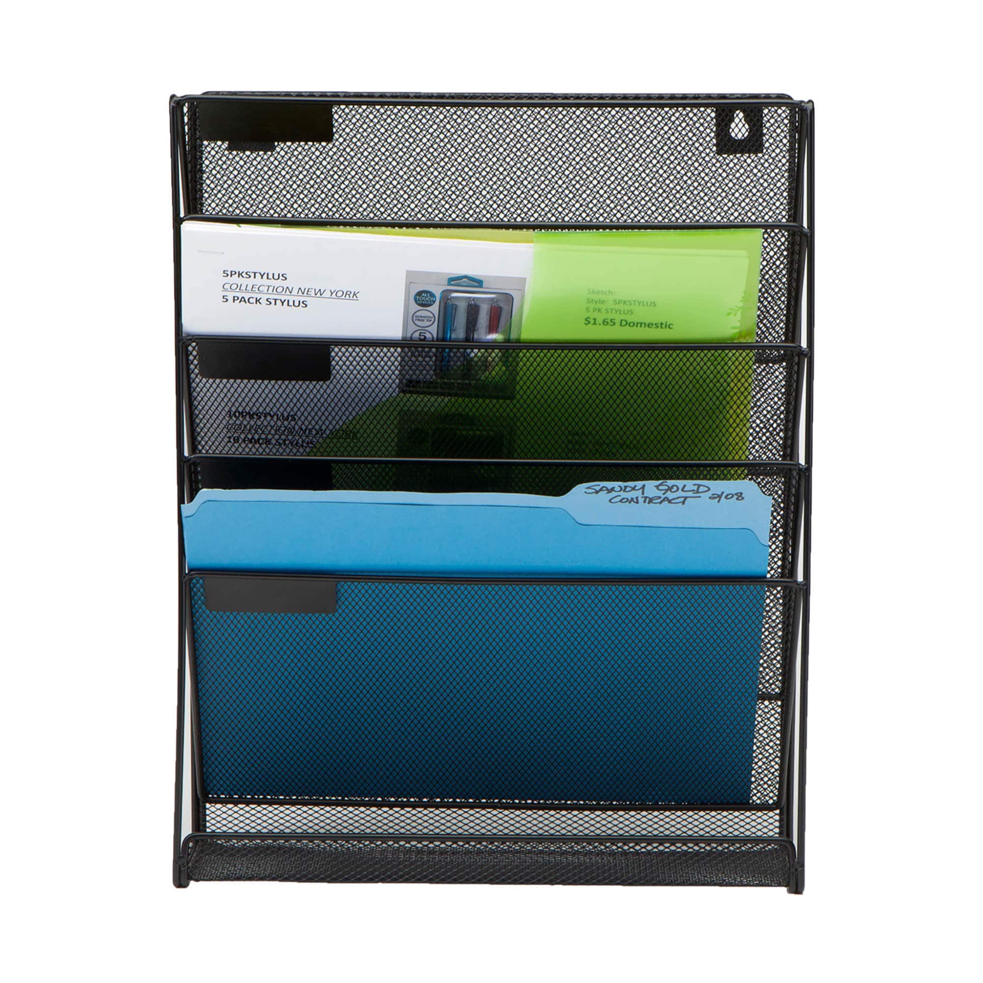 Mind Reader 6 Compartment Vertical Hanging Wall File & Chart Organizer