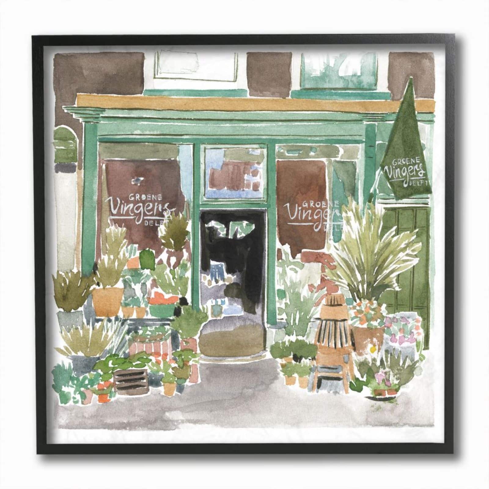 Stupell Industries Paris Flower Shop Green Brown Watercolor Painting Framed Wall Art | Michaels