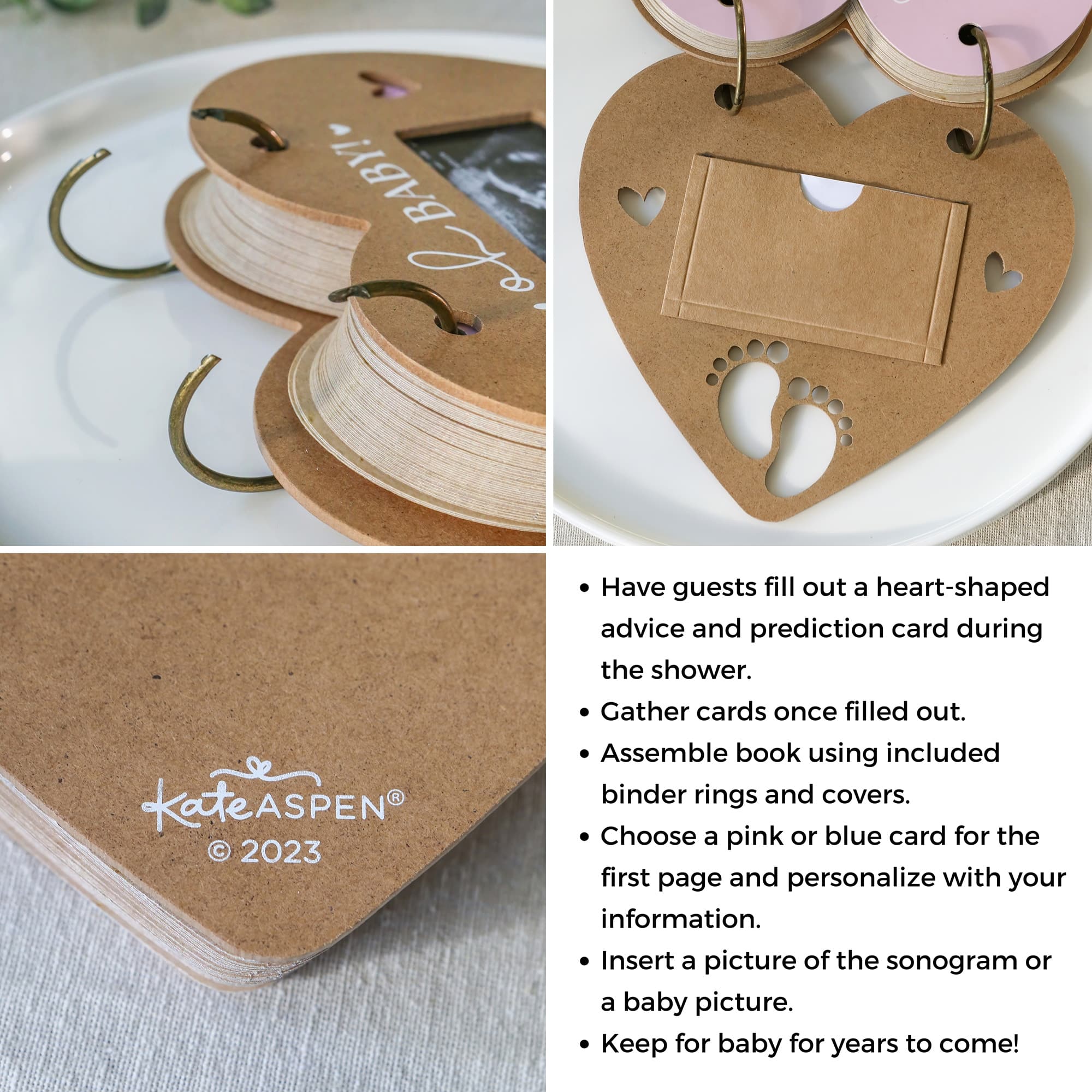 Kate Aspen® Kraft Heart Baby Shower Keepsake Book
