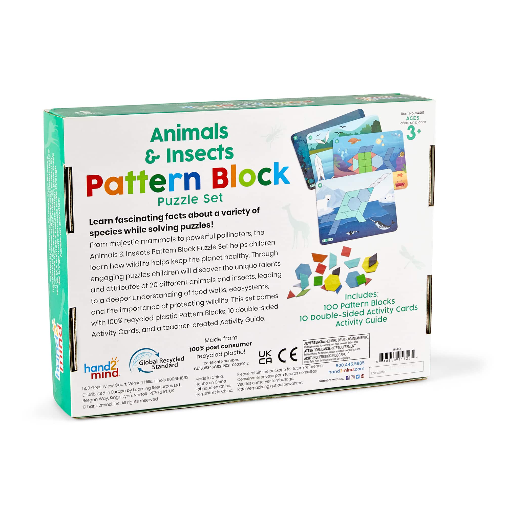 Hand2mind&#xAE; Animals &#x26; Insects Pattern Block Puzzle Set