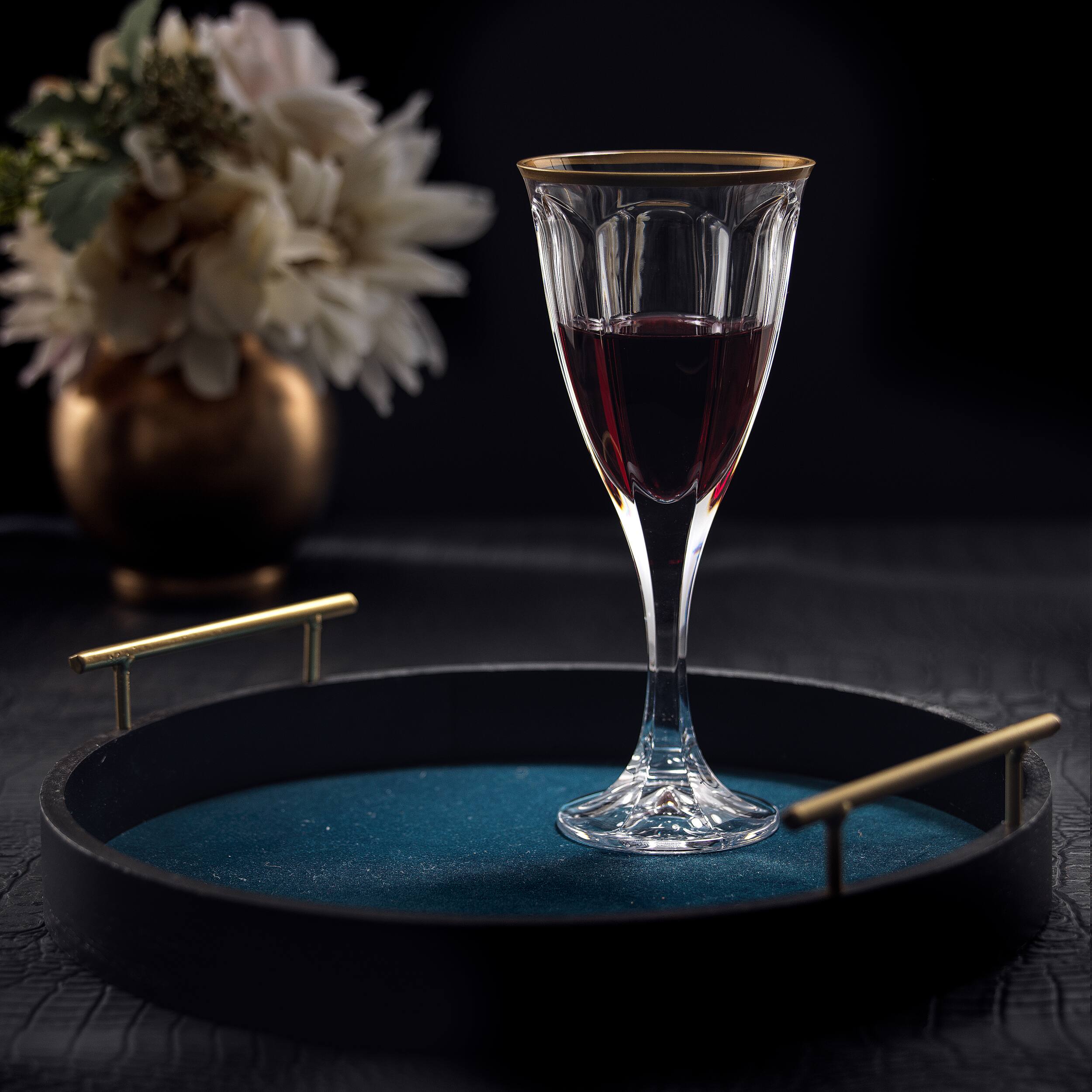 JoyJolt® 8oz. Gold Rimmed Windsor Crystal Red Wine Glasses, 2ct.