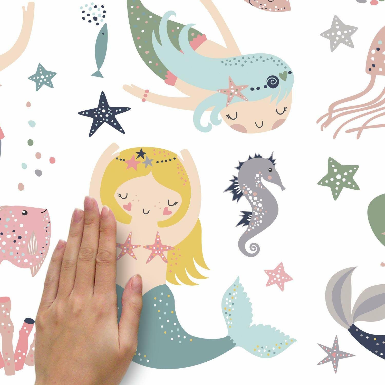 RoomMates Sweet Pastel Mermaids Peel & Stick Wall Decals