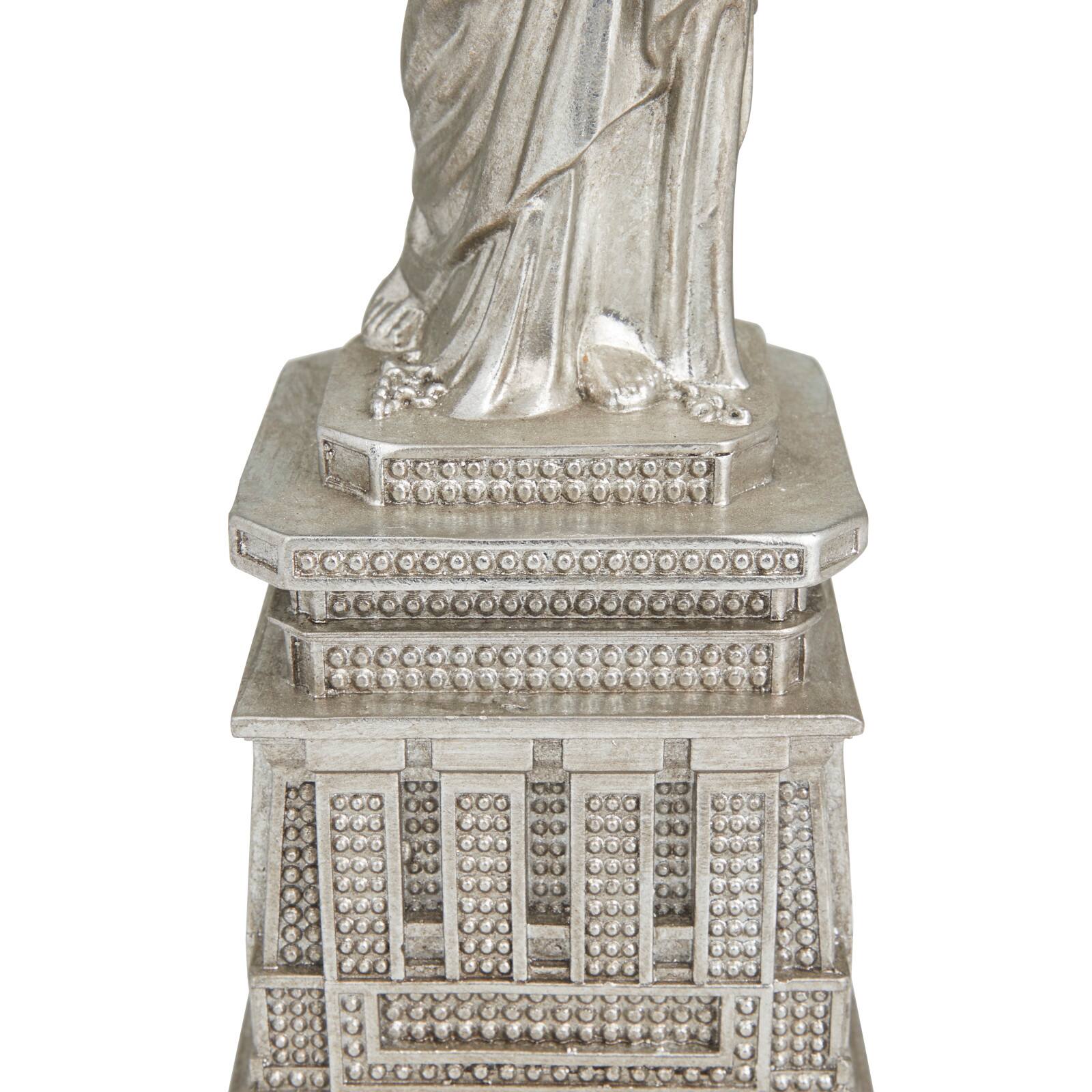 Silver Polystone Traditional Sculpture, 17" x 5" x 5"