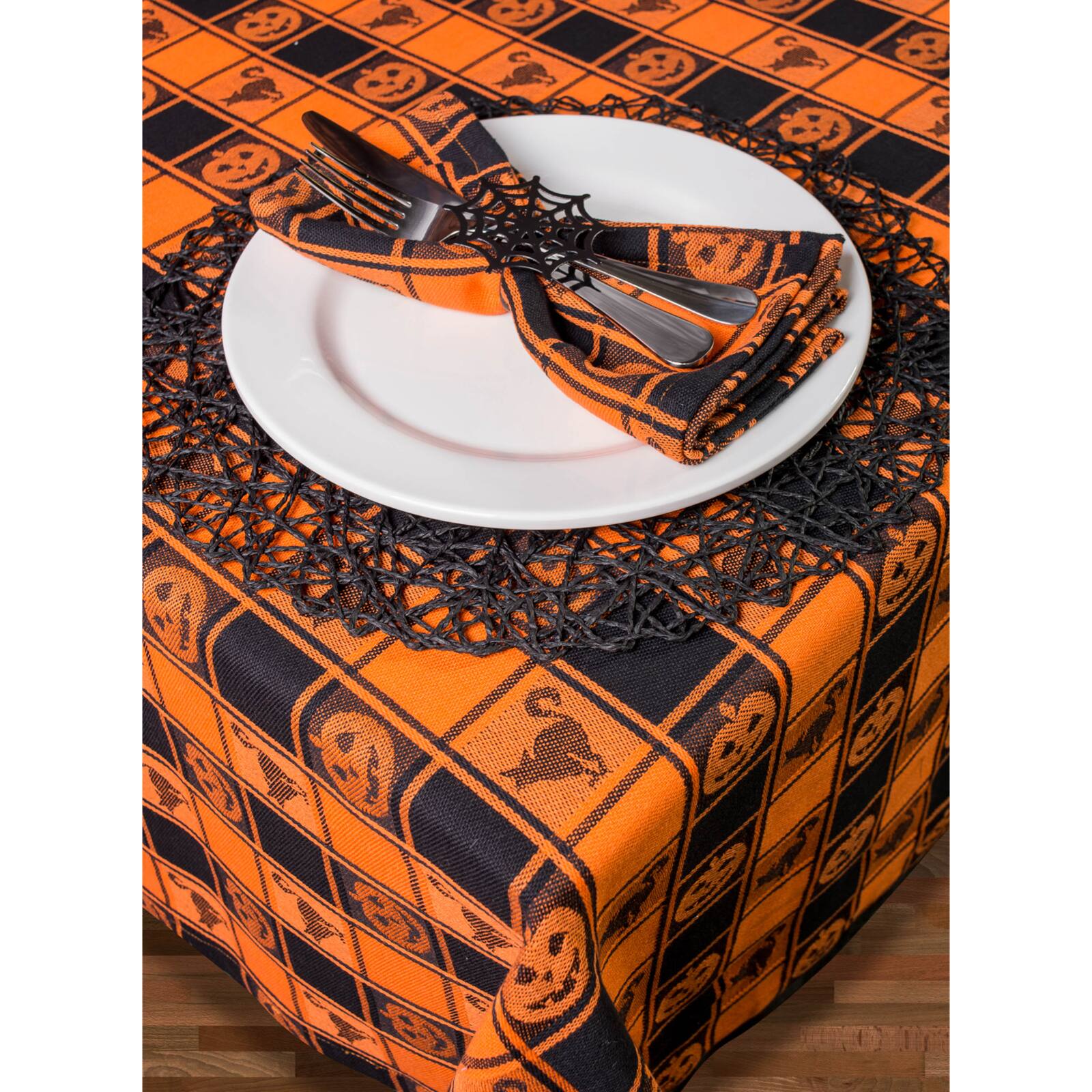 DII&#xAE; 84&#x22; Halloween Woven Check Tablecloth