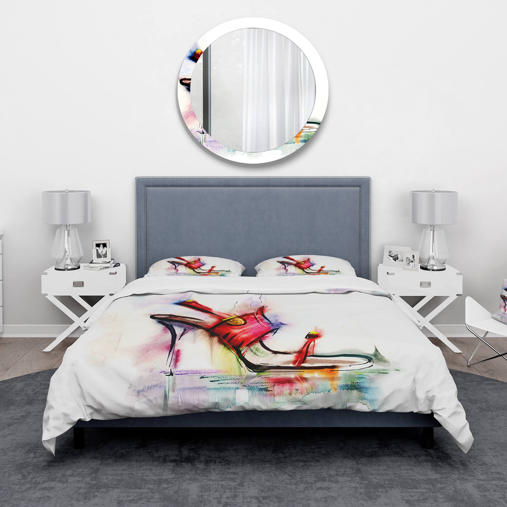 Designart &#x27;Red High Heel Shoe&#x27; Abstract Bedding Set - Duvet Cover &#x26; Shams