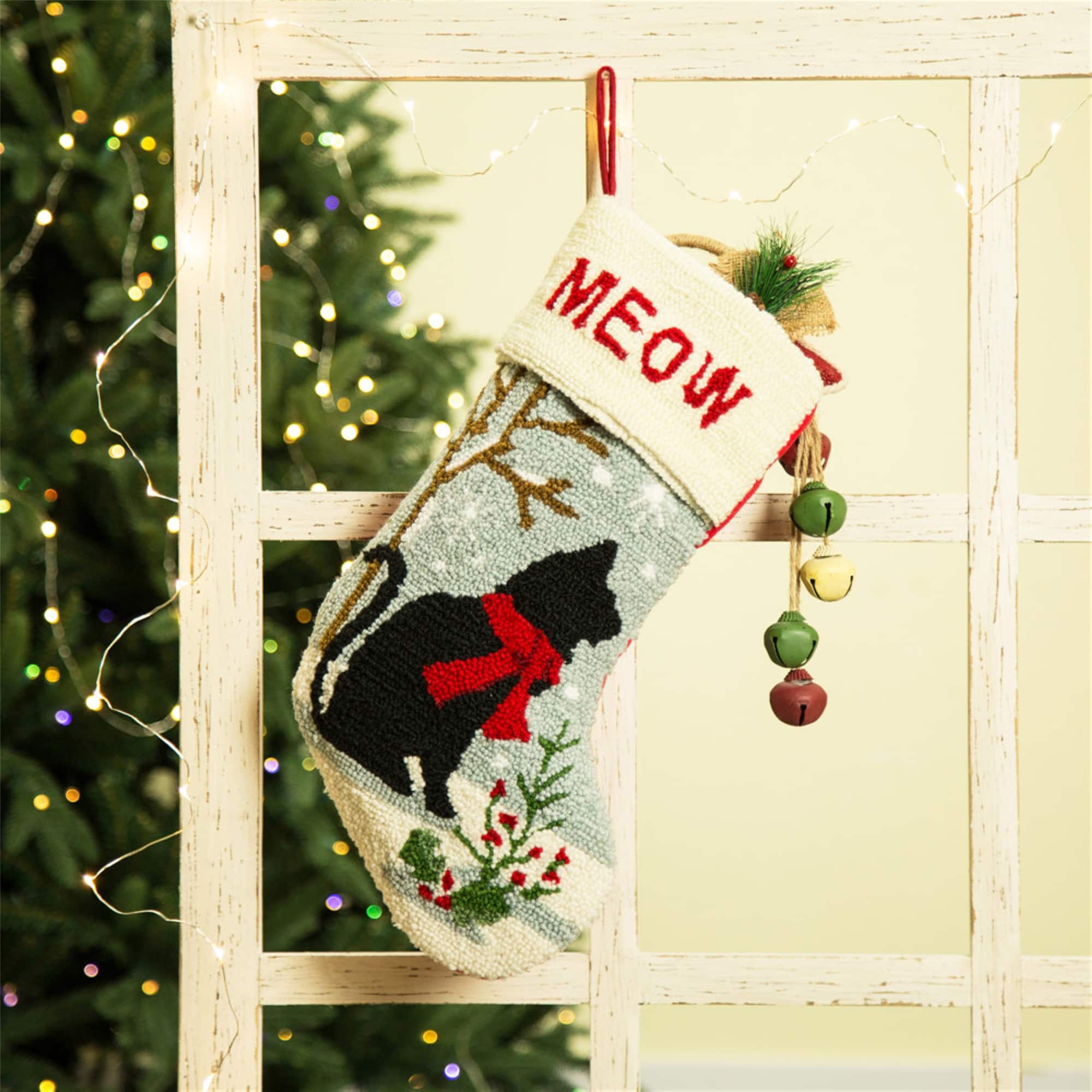 Glitzhome® 20" Cat Hooked Stockings, 2ct.