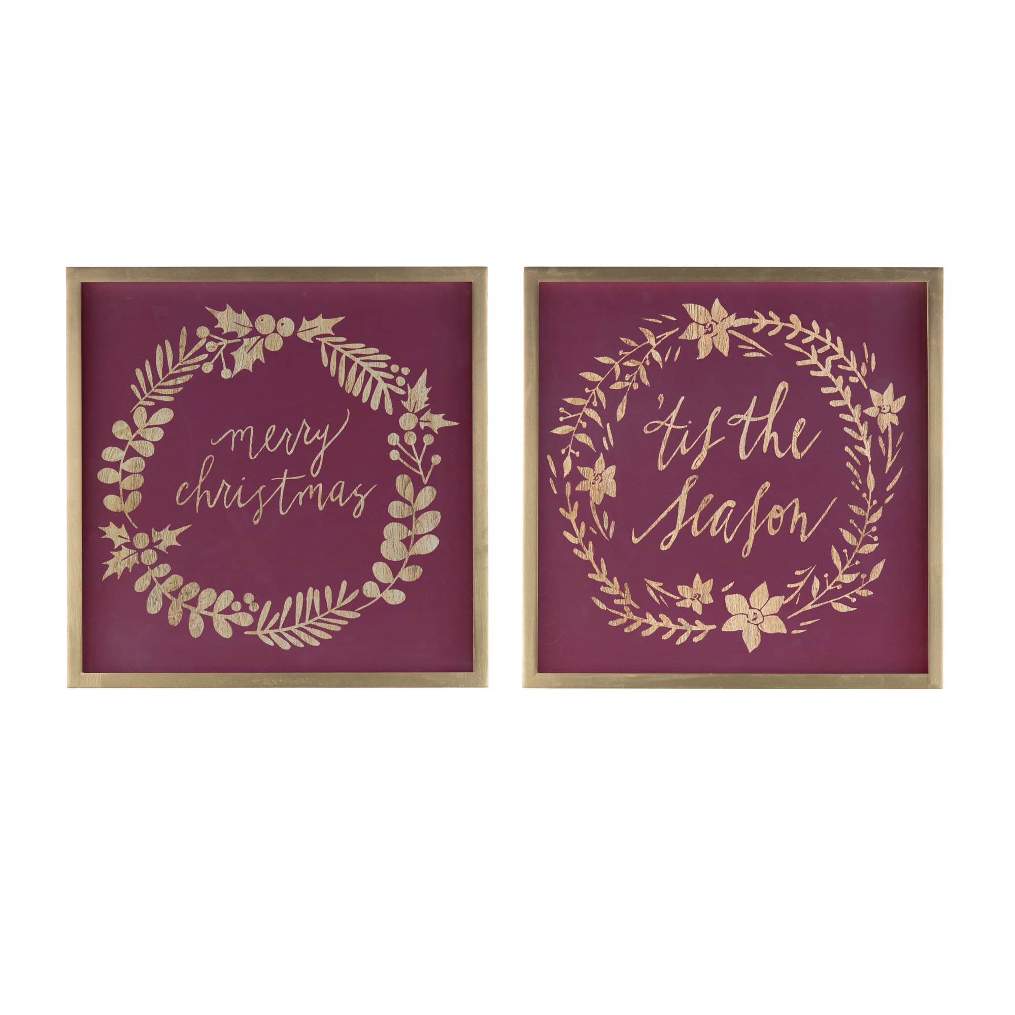 15.75&#x22; Burgundy &#x27;Tis the Christmas Season D&#xE9;cor Set