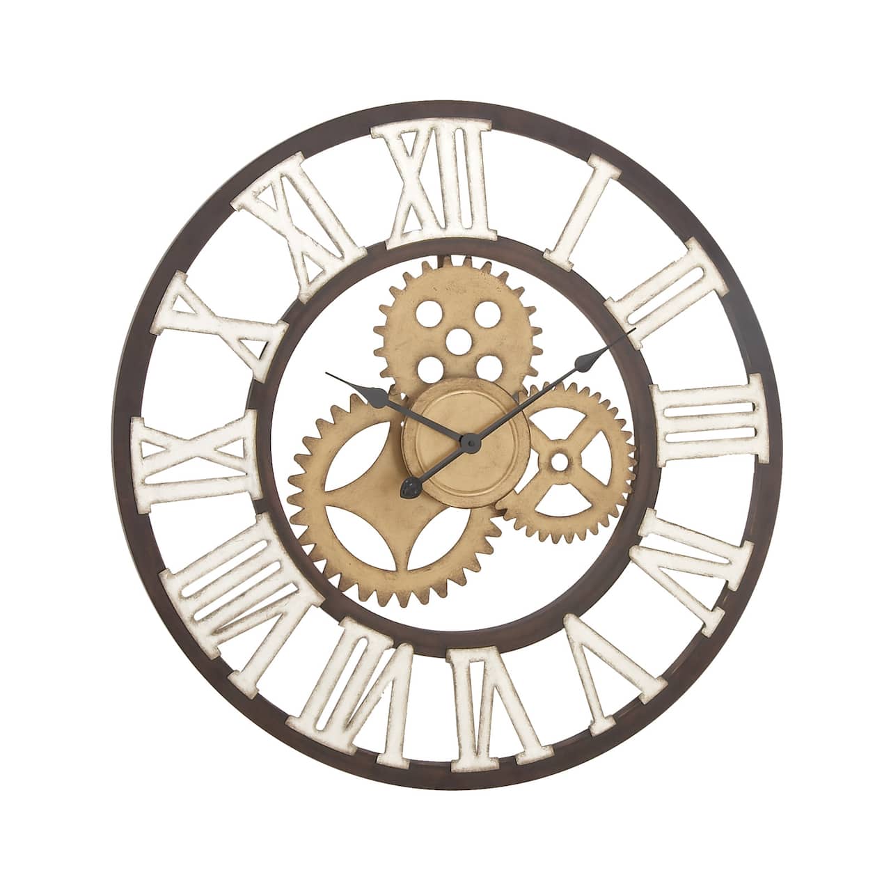 Brown Industrial Metal Round Wall Clock | Michaels