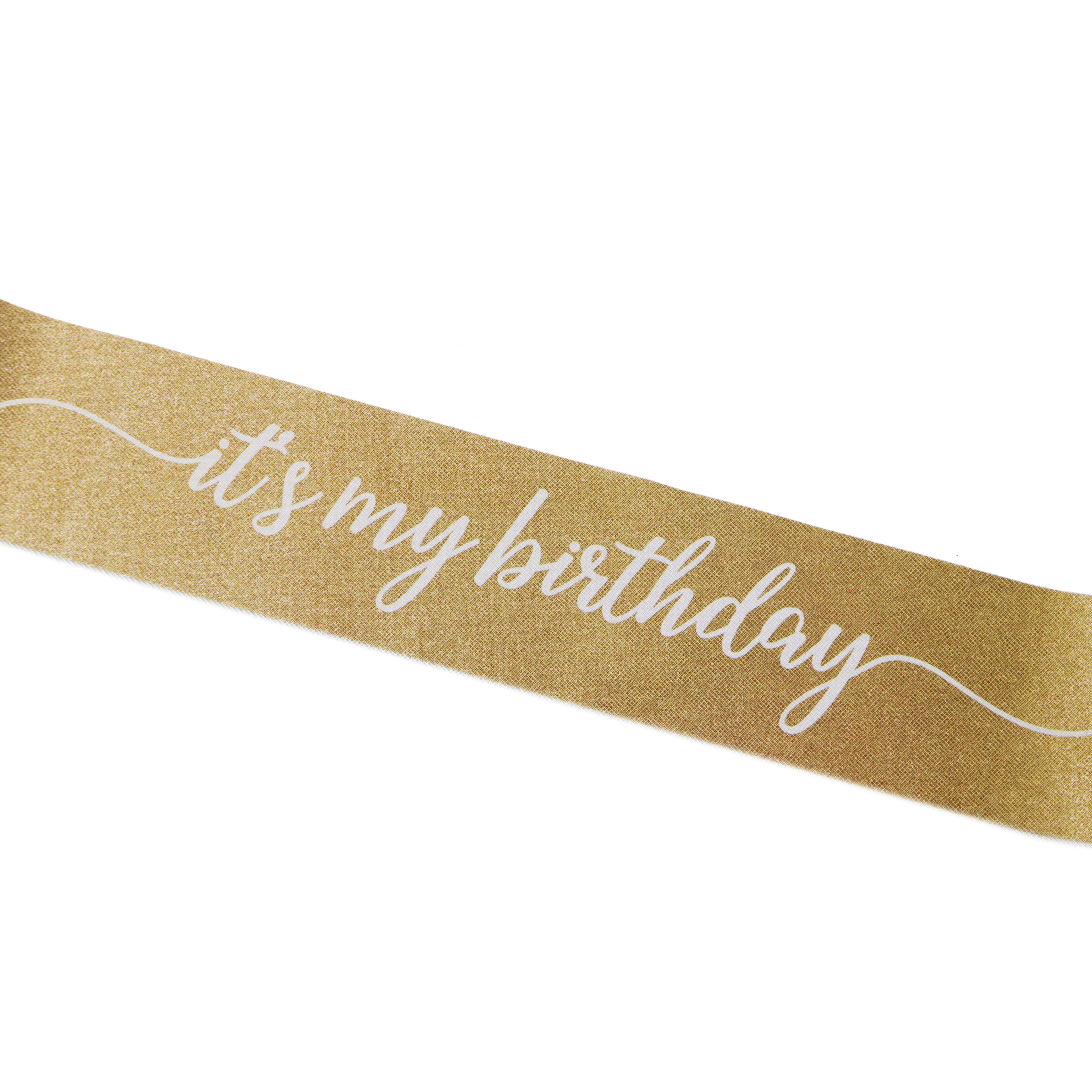 12 Pack: Glittery Gold It's My Birthday Sash by Celebrate It™