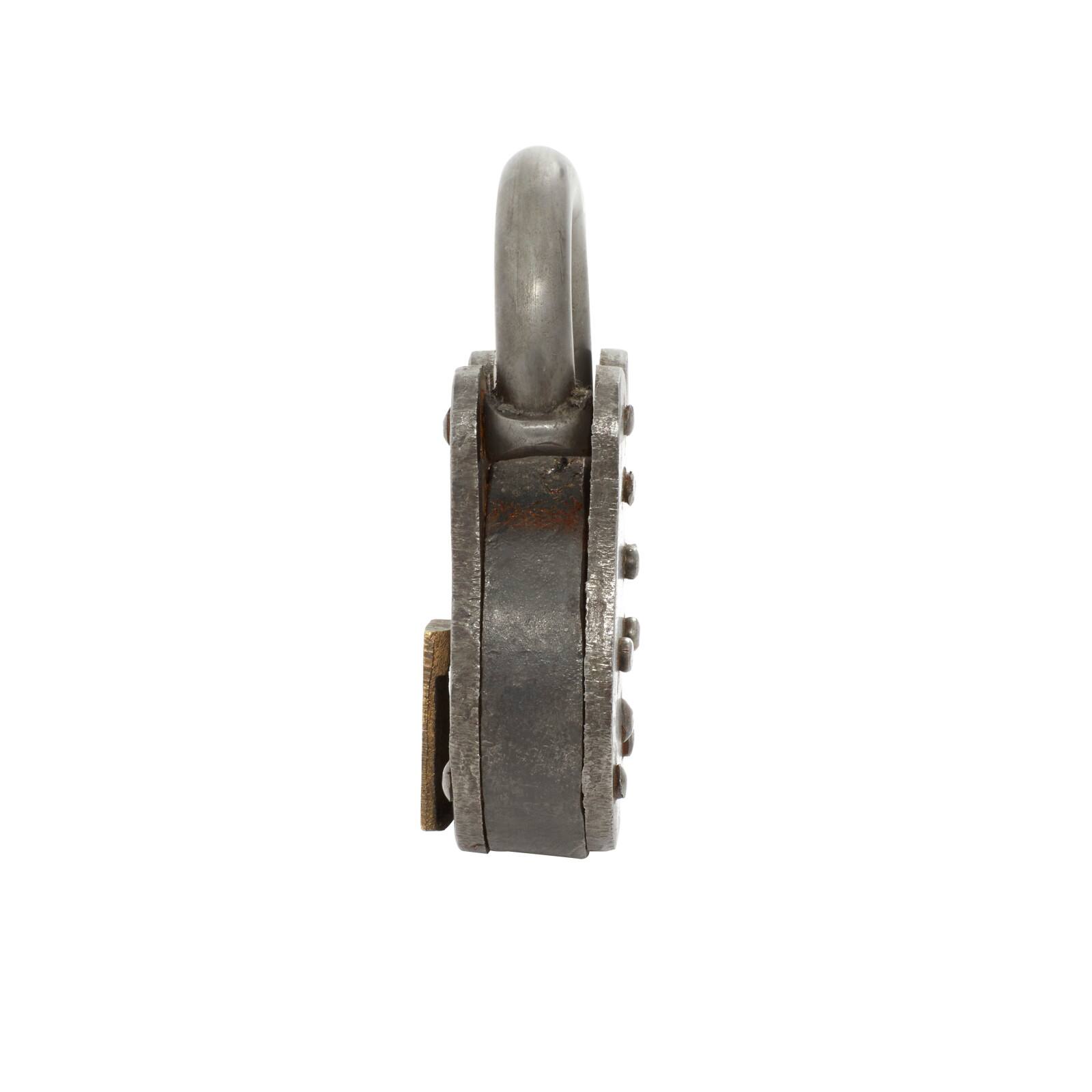 Grey Metal Industrial Lock and Key, 2&#x22; x 4&#x22; x 2&#x22;