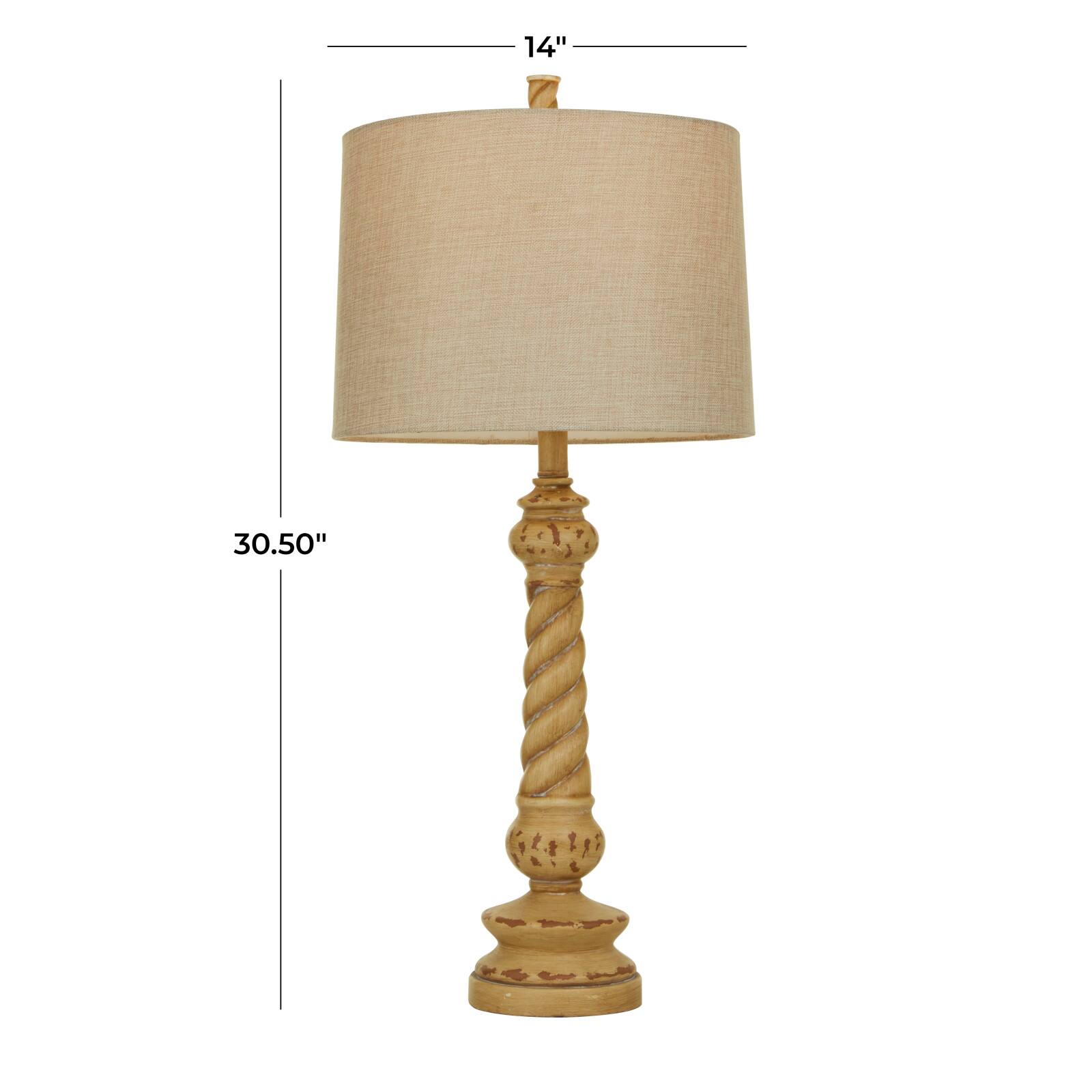 Brown Polystone Table Lamp Set of 2 14&#x22;, 31&#x22;