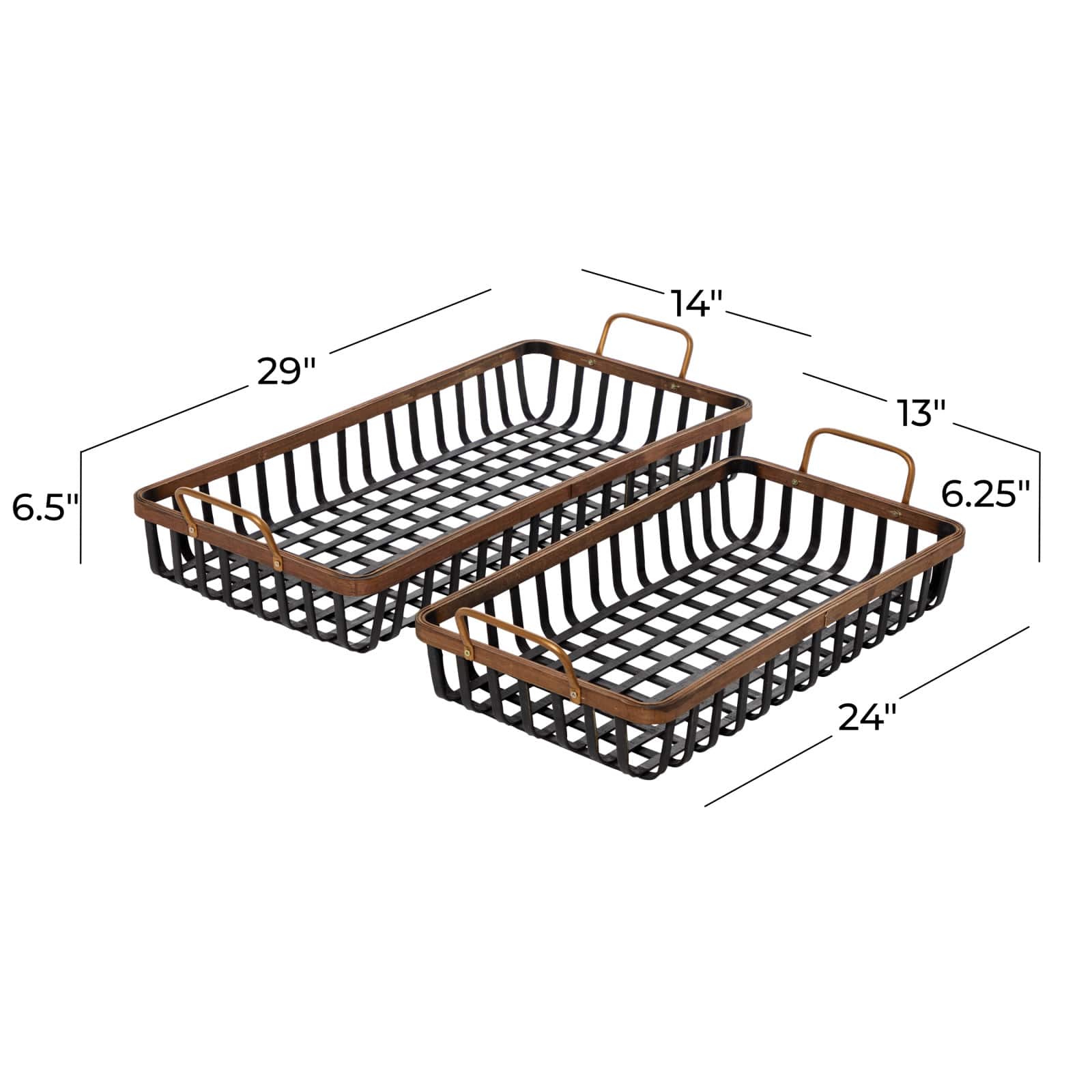 Black Wood Boho Style Tray Set