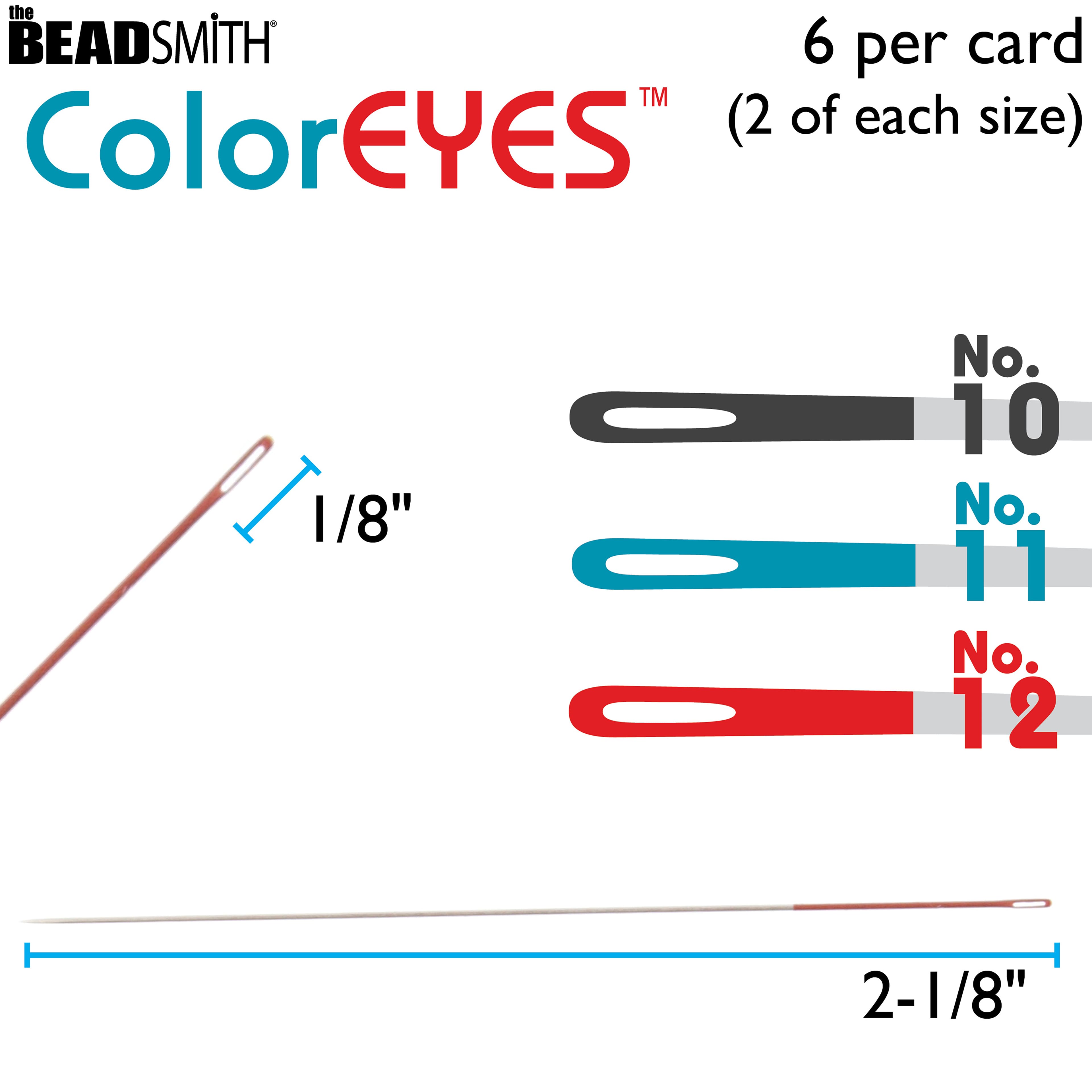 10 Packs: 6 ct. (60 total) The Beadsmith&#xAE; ColorEYES&#x2122; Beading Needle Set