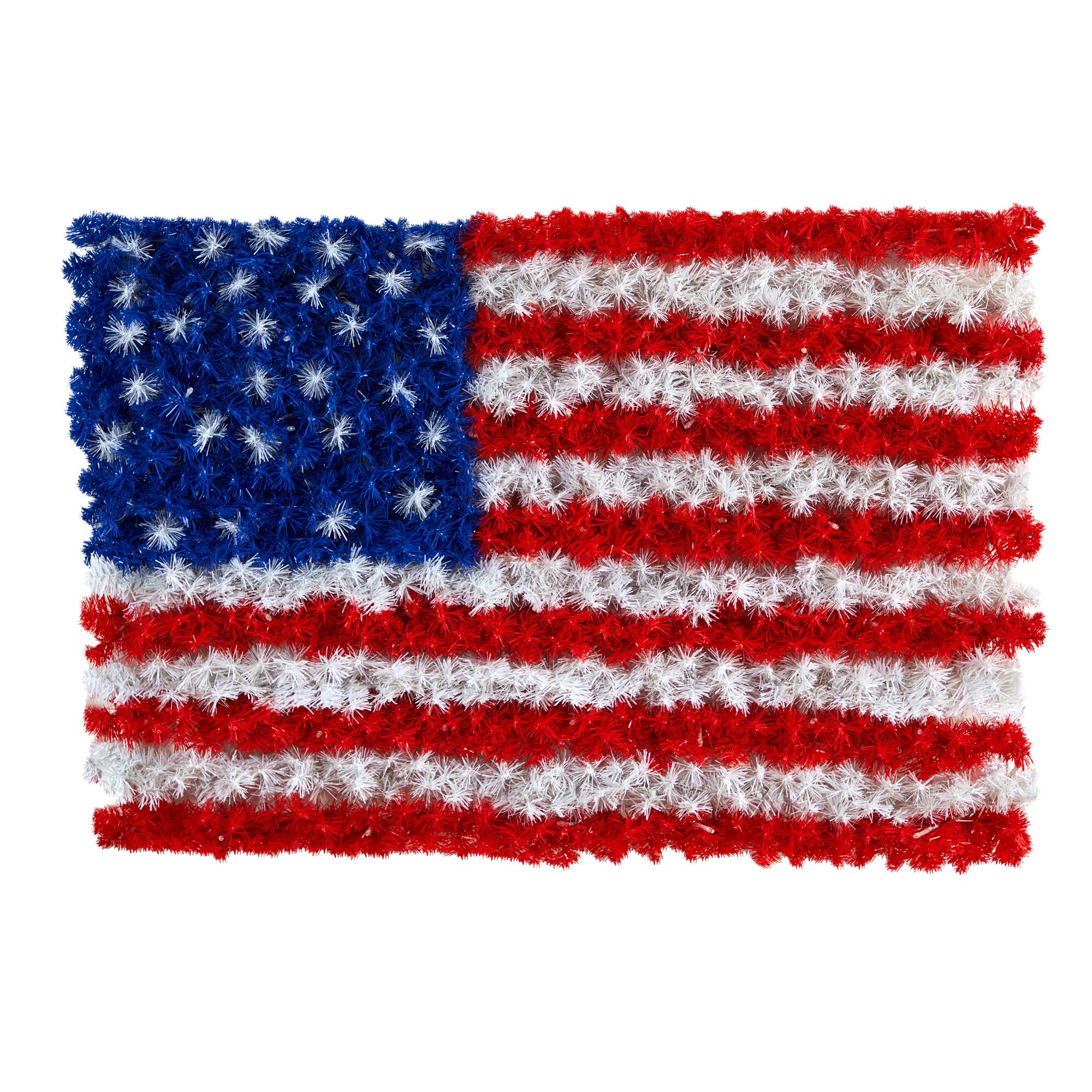 3ft. Pre-Lit Red, White &#x26; Blue American Flag Wall Panel, Warm LED Lights