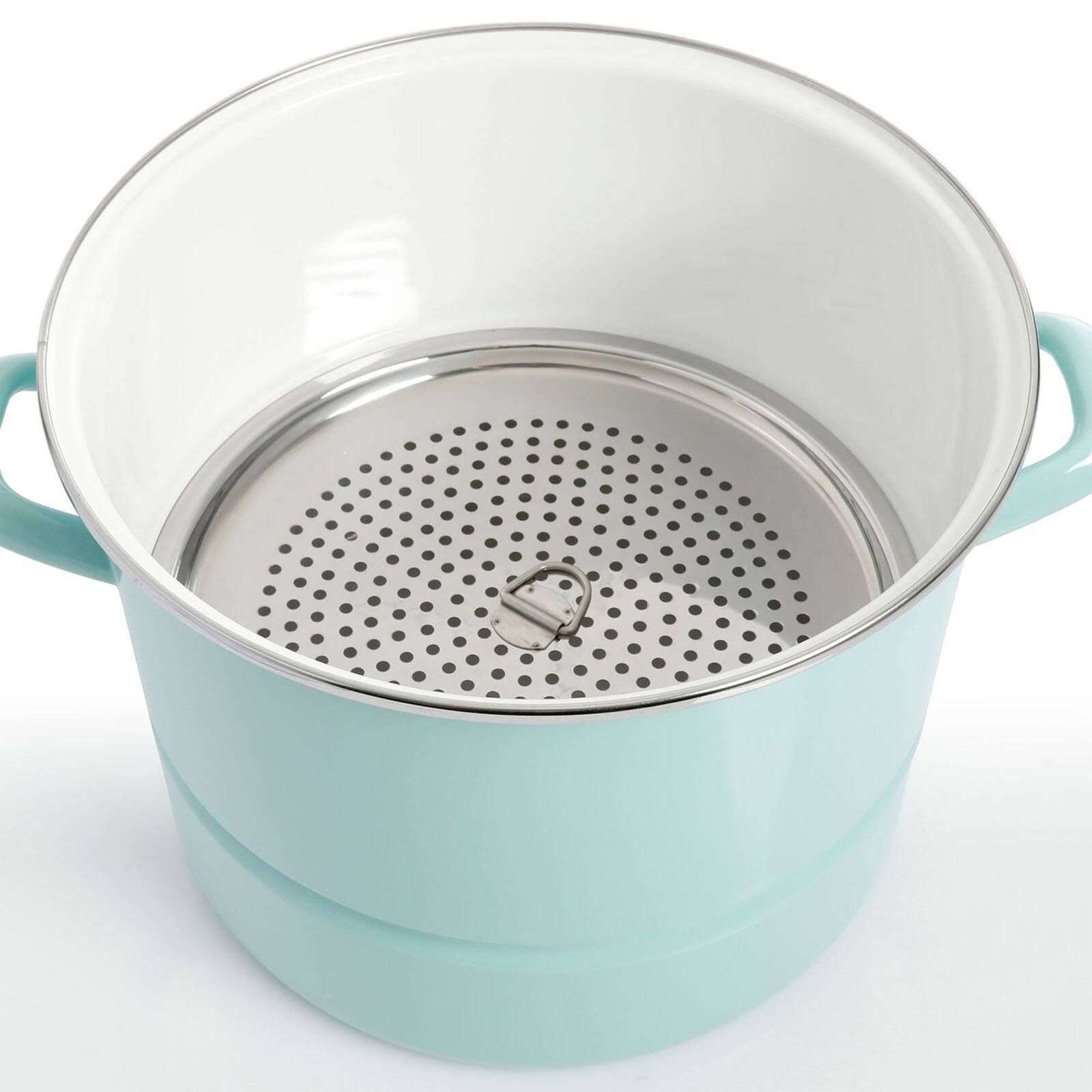 Kenmore® 16qt. Blue Stainless Steel Pot with Steamer Insert and Glass Lid