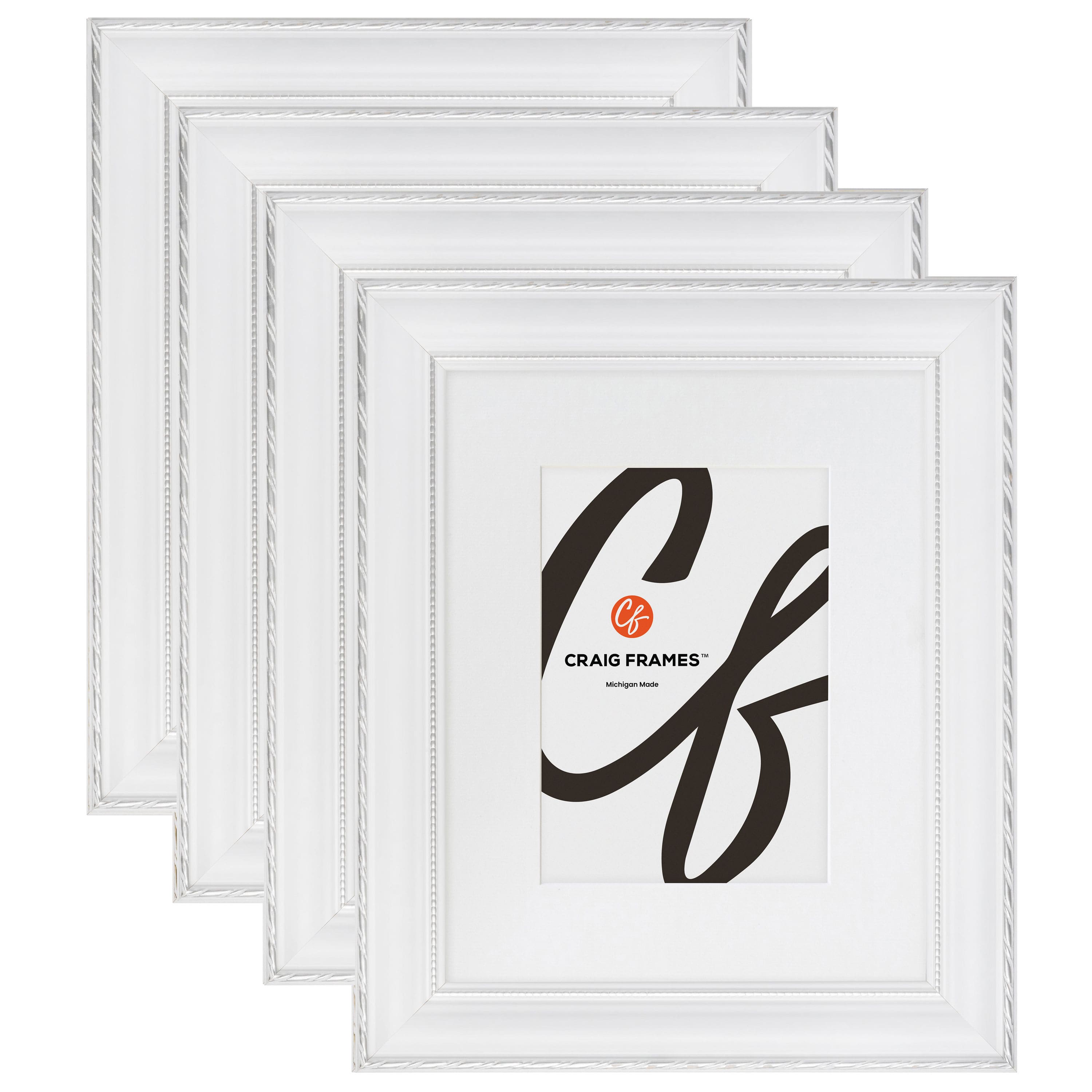 4 Pack Craig Frames Victoria White & Silver Picture Frame with Mat