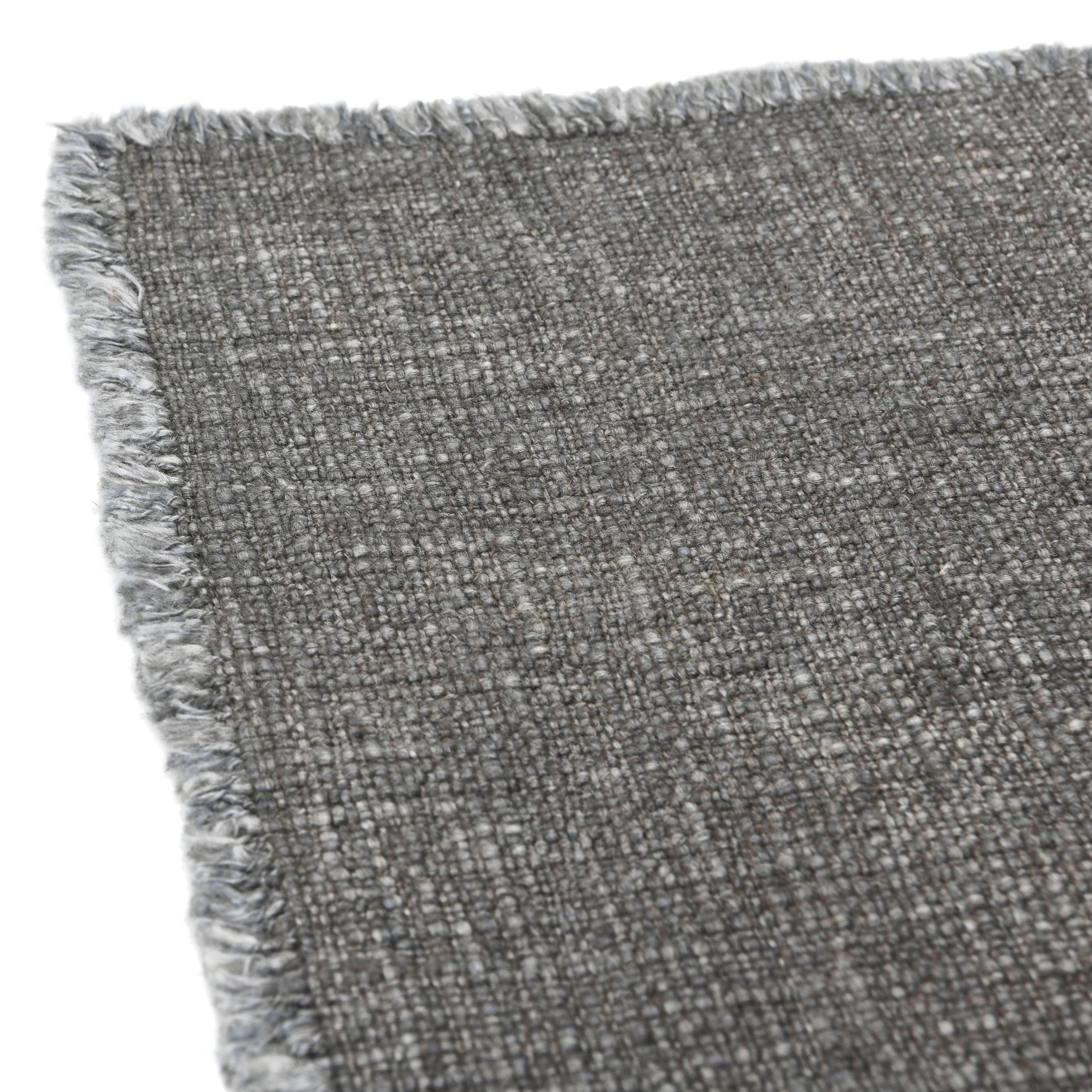 108&#x22; Gray Linen-Blend Table Runner with Frayed Edges