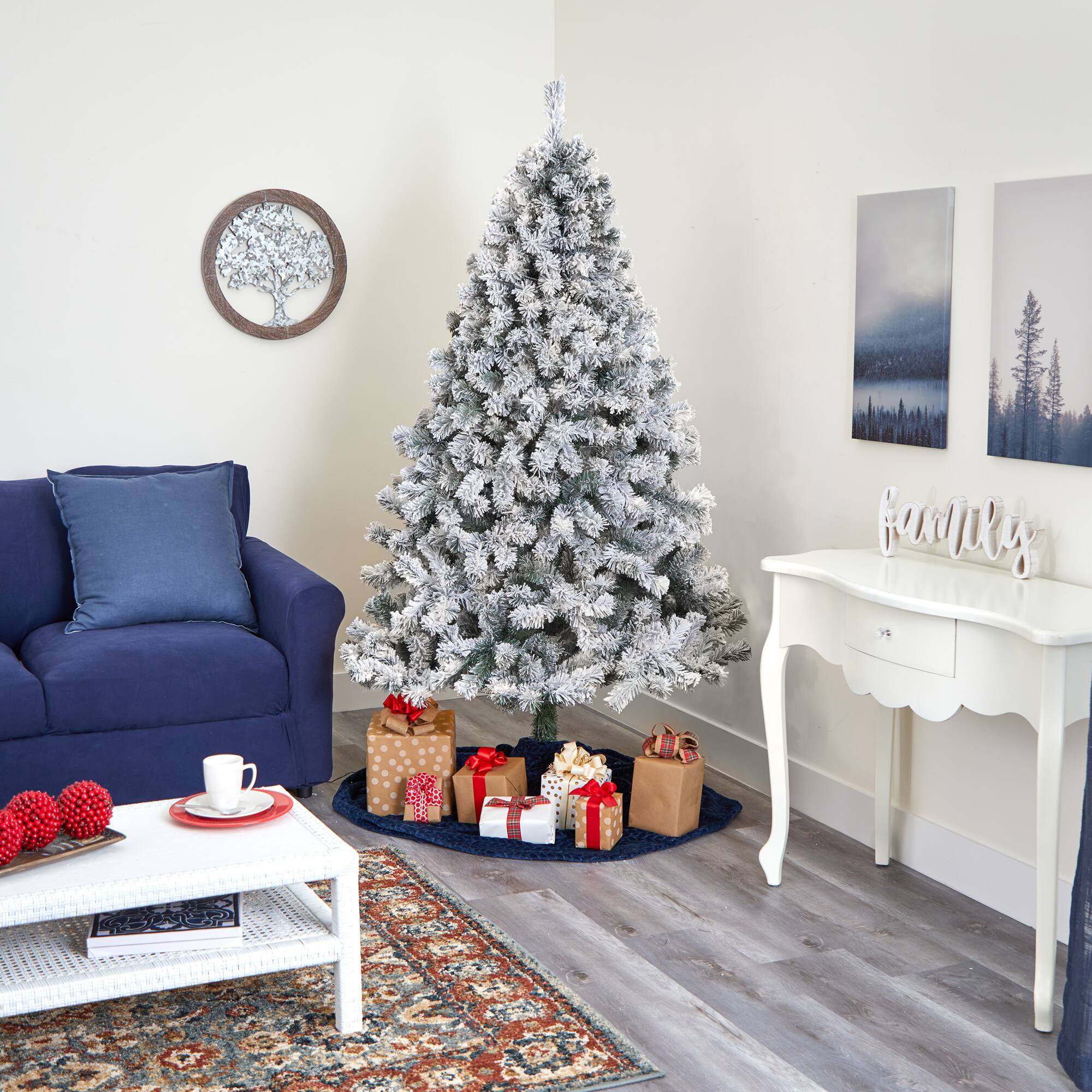 7ft. Unlit Flocked West Virginia Fir Artificial Christmas Tree
