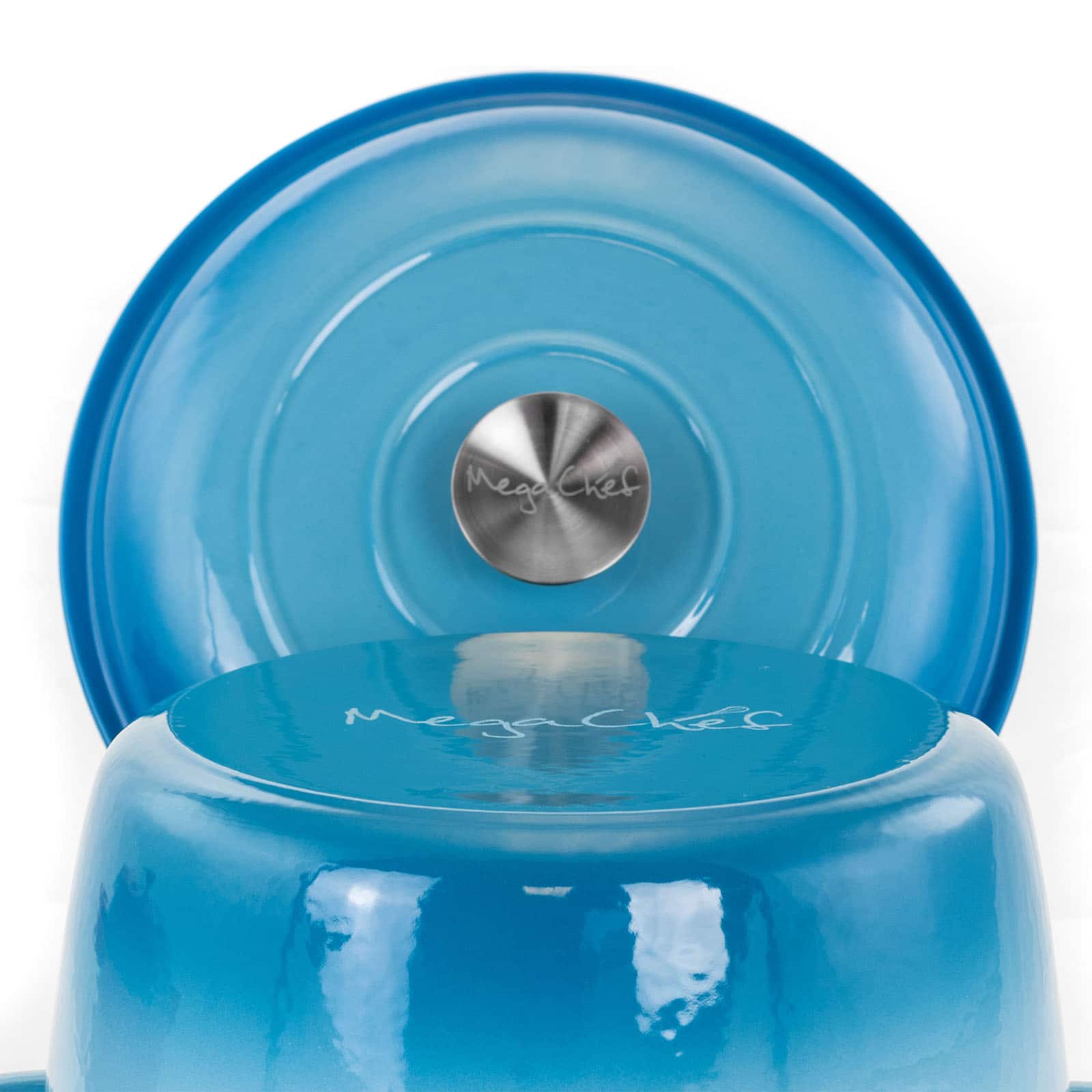 MegaChef Blue Enameled Cast Iron Casserole