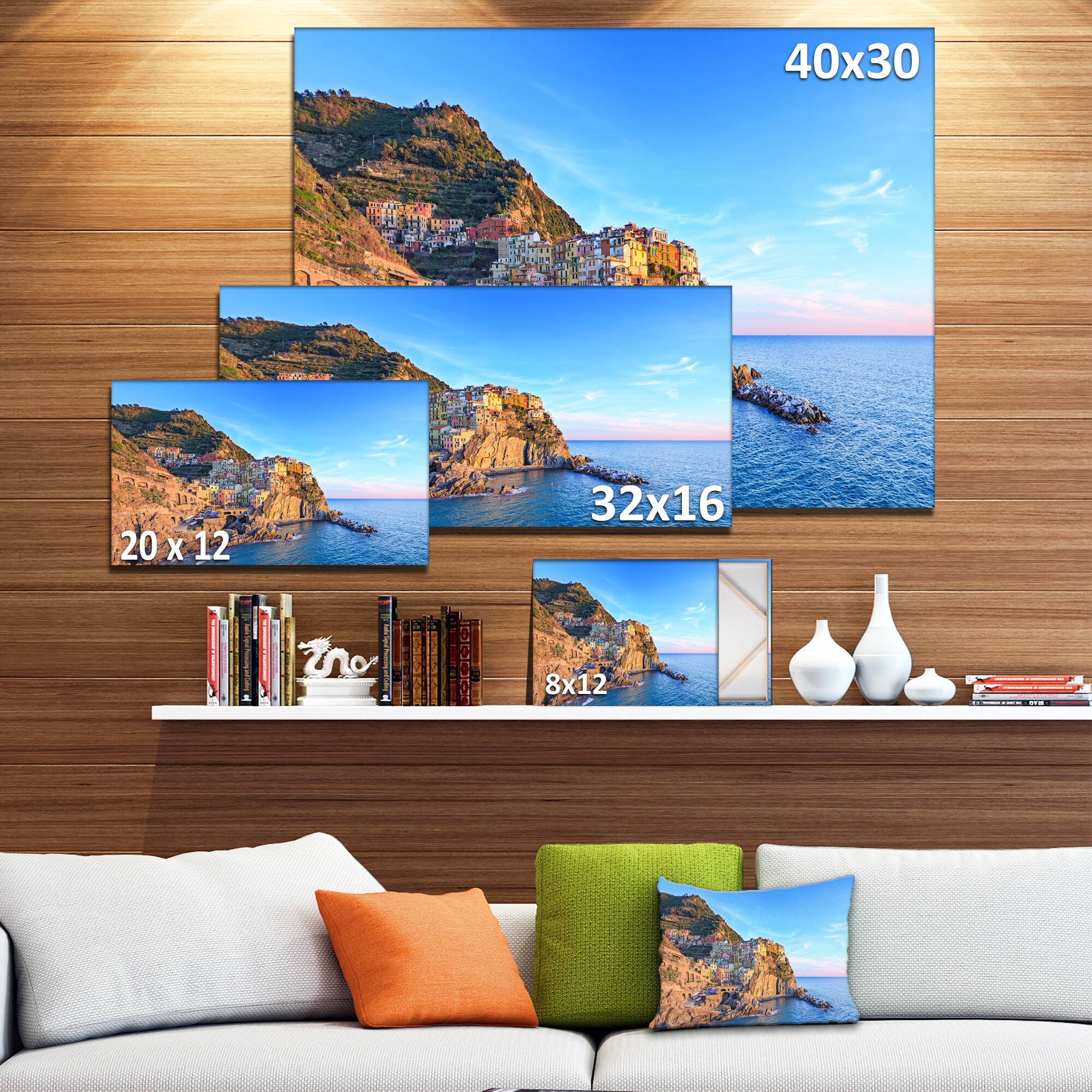 Designart - Manarola Village Cinque Terre Italy - Extra Large Seashore Canvas Art