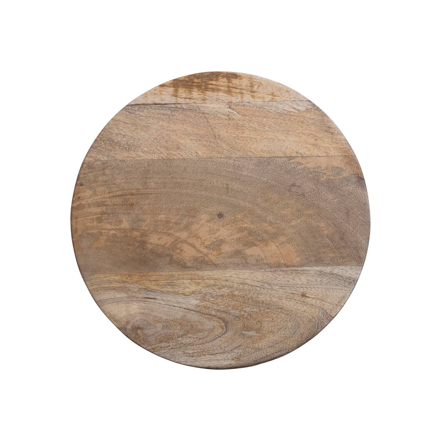 Hello Honey&#xAE; 26&#x22; Round Hand-Carved Natural Mango Wood Stool