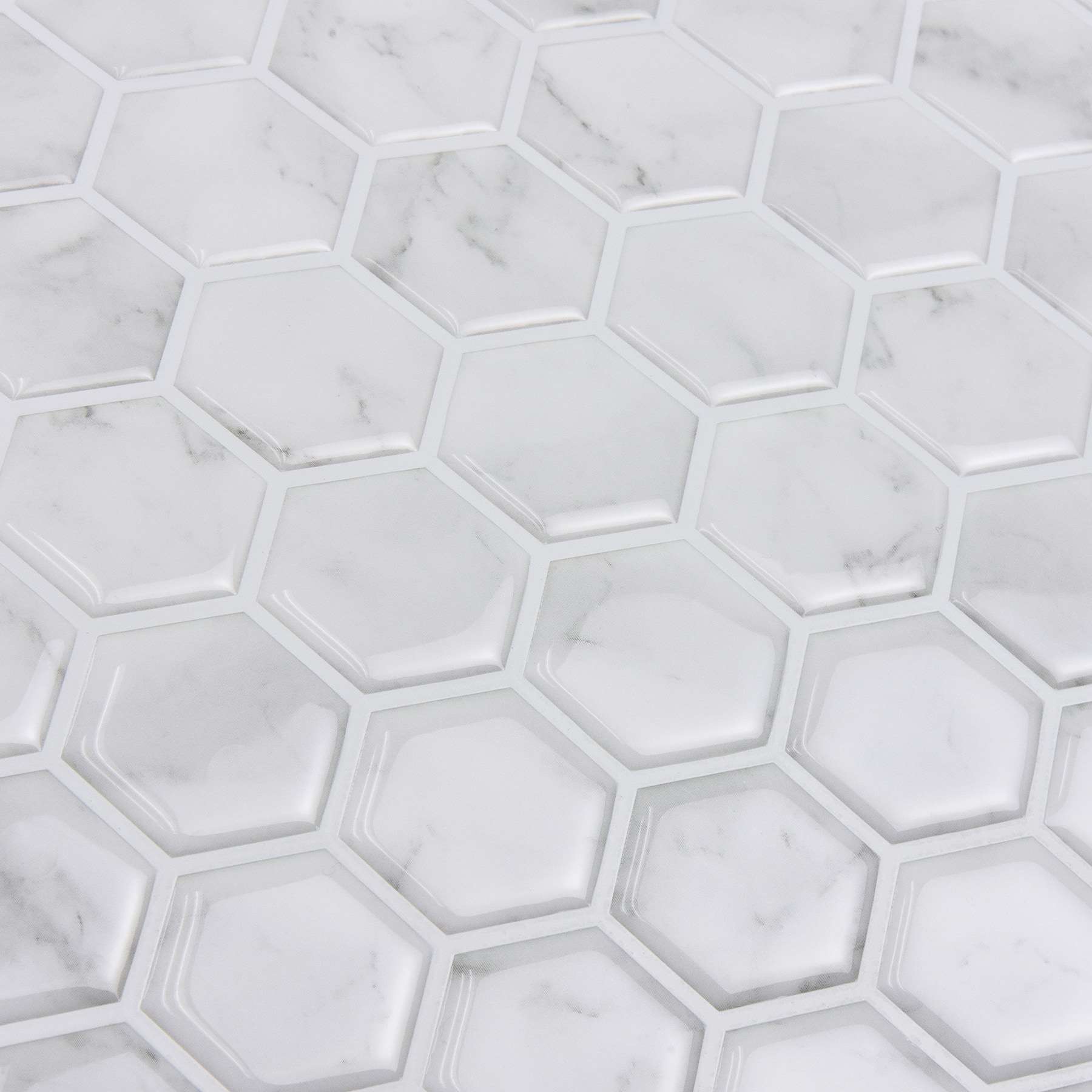 InHome Hexagon Marble Peel &#x26; Stick Backsplash Tiles
