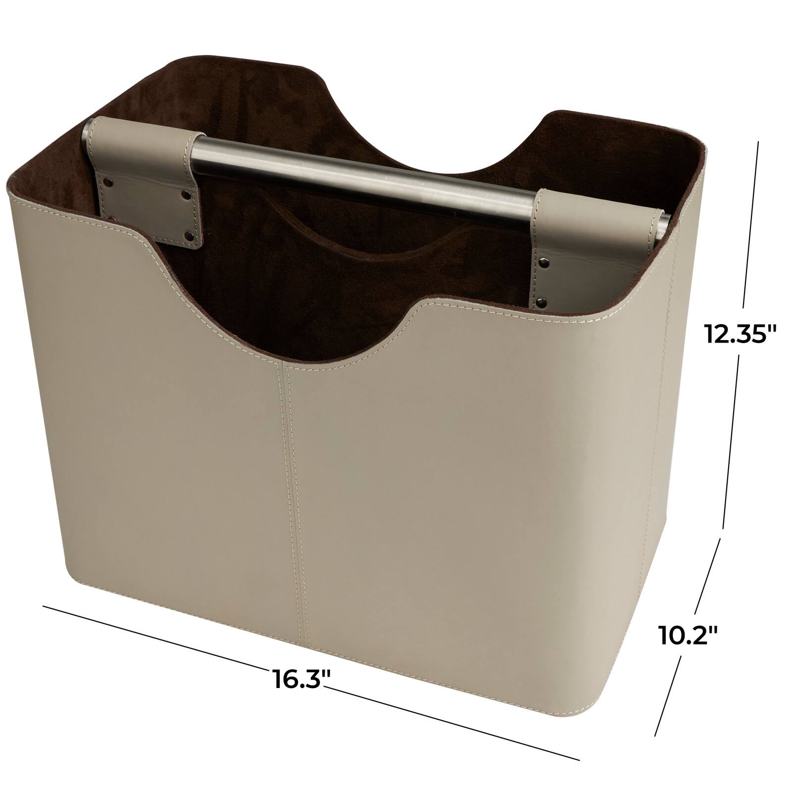 16" Light Gray Leather Magazine Holder