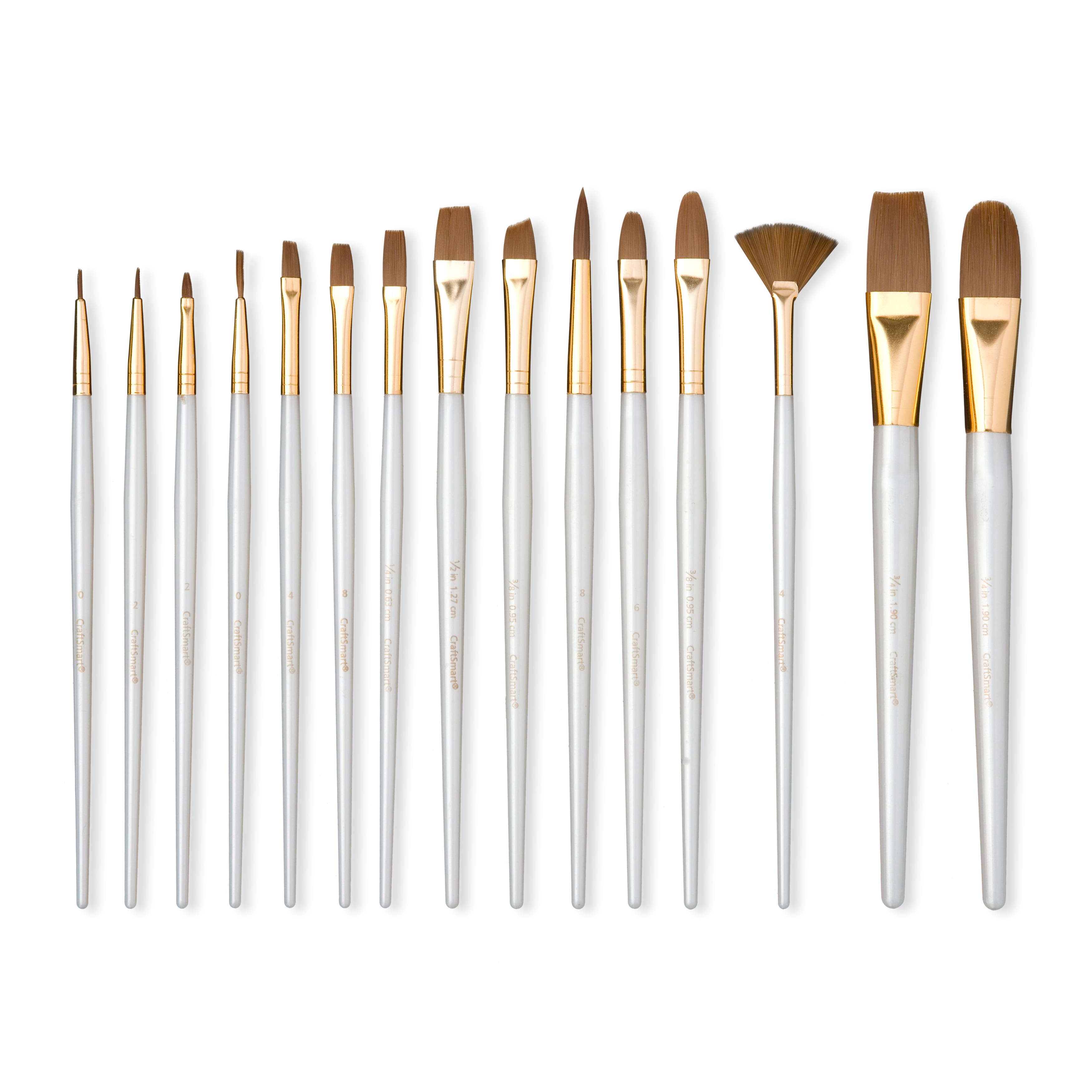 Brown Taklon Variety 15 Piece Brush Set by Craft Smart®