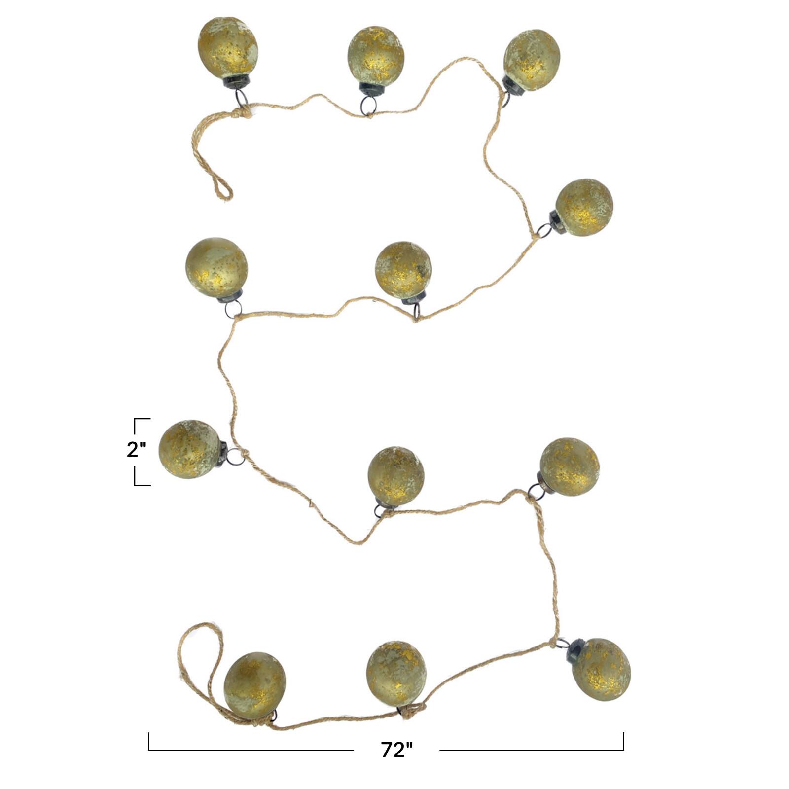Hello Honey&#xAE; 6ft. Matte Olive Green &#x26; Gold Finish Glass Ball Ornament Garland