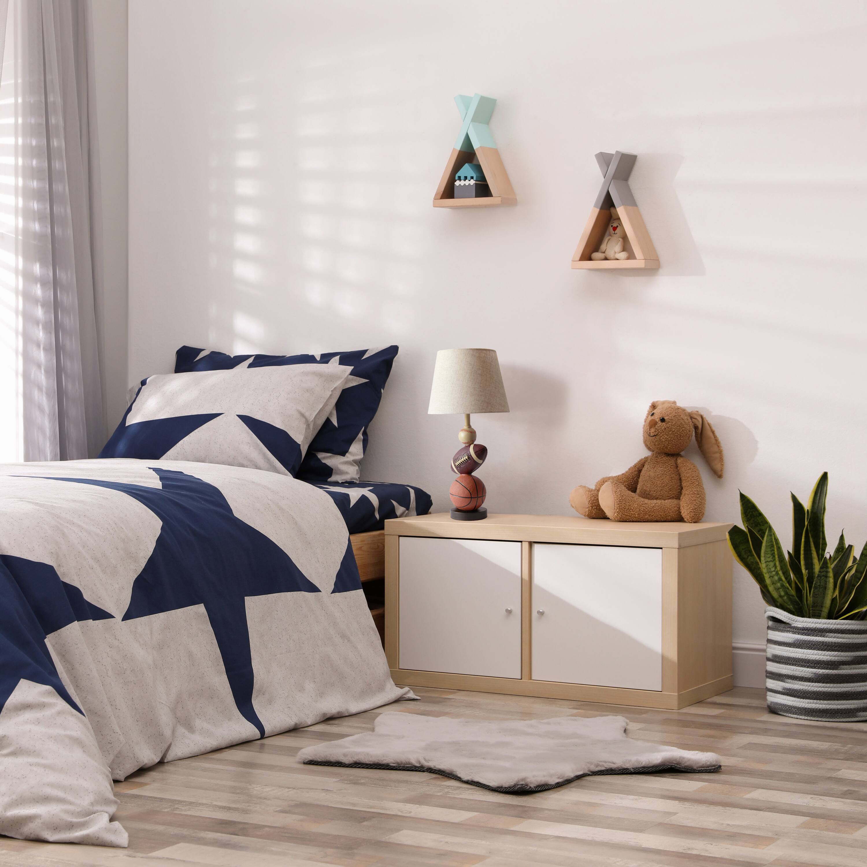 Simple Designs&#x2122; 22&#x22; Basketball, Baseball, Football Table Lamp with Beige Shade
