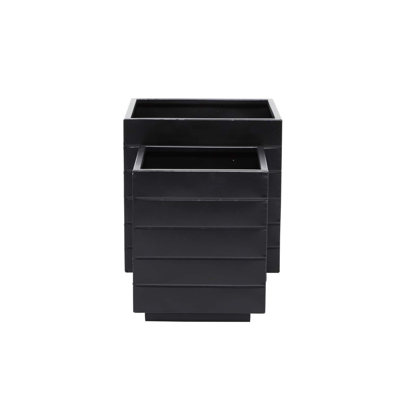Black Modern Planter, Set of 2" 13", 10"