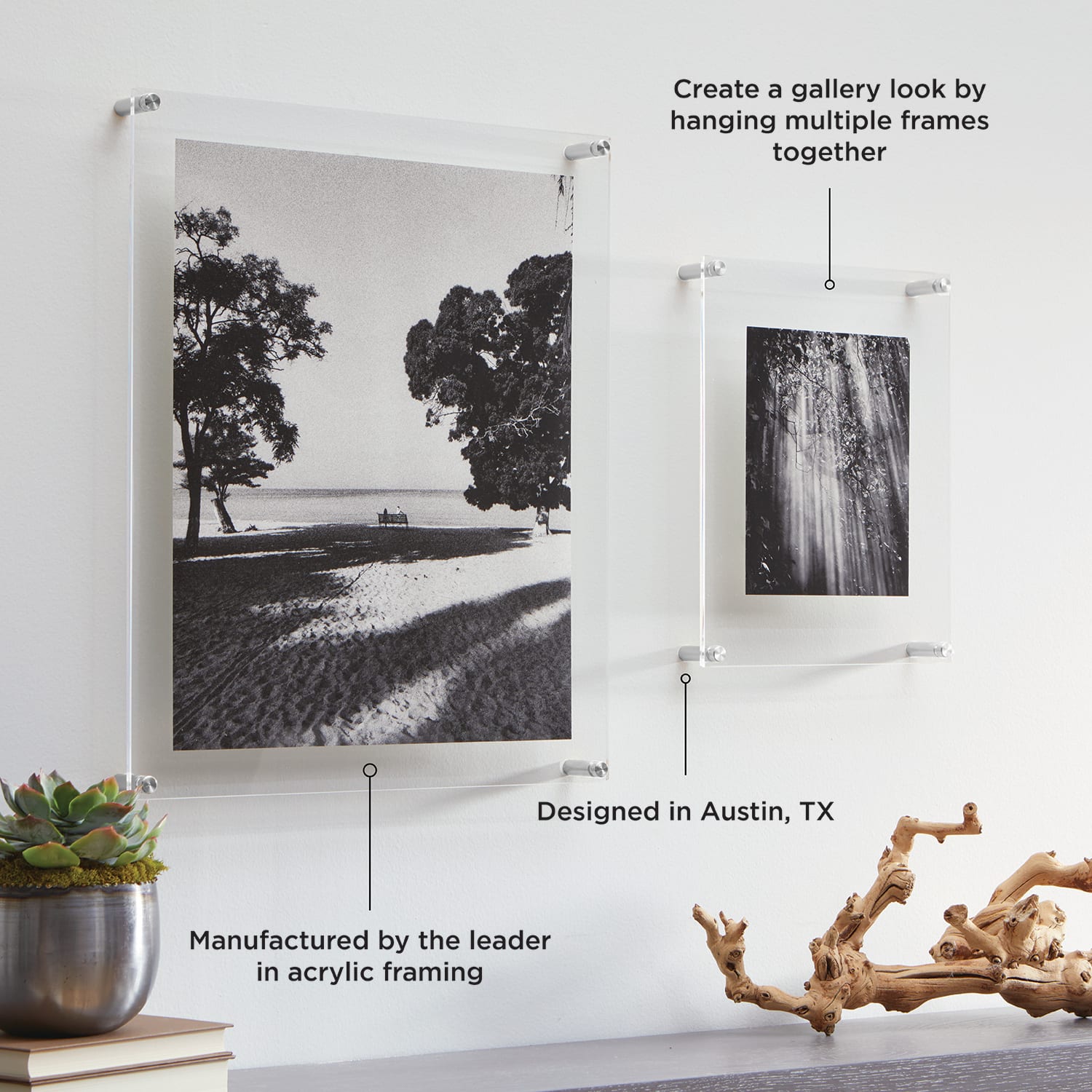 Wexel Art Double Panel Clear Acrylic Floating Wall Frame with Silver Hardware