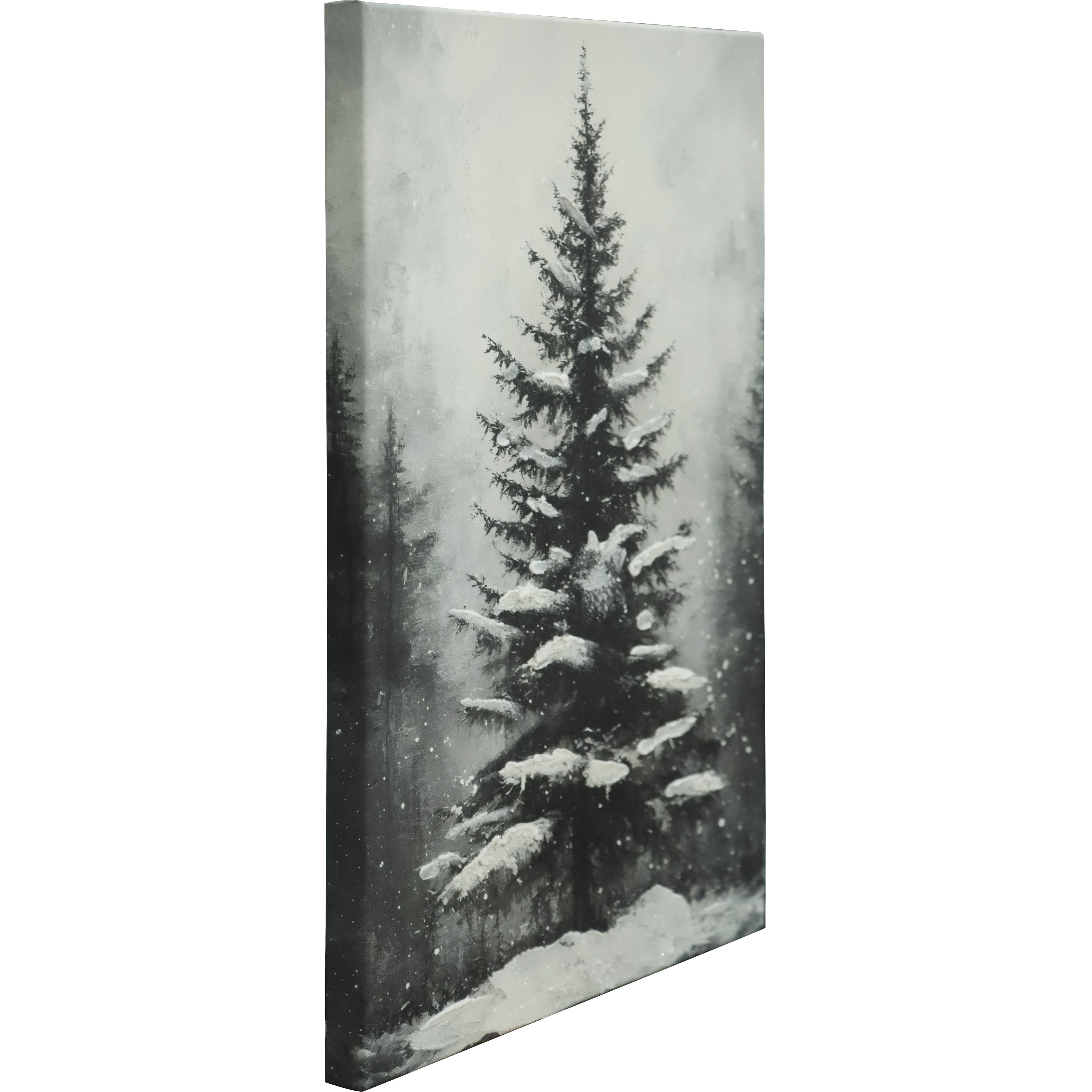 12&#x22; x 16&#x22; Black &#x26; White Snowy Tree Canvas Wall D&#xE9;cor by Ashland&#xAE;