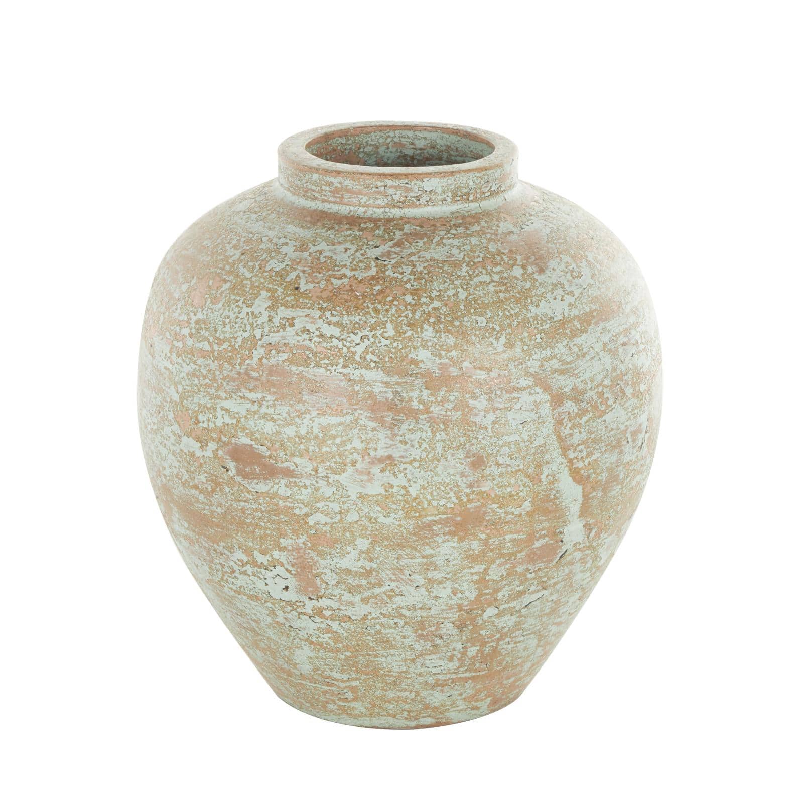Brown Ceramic Antique Style Textured Patina Vase