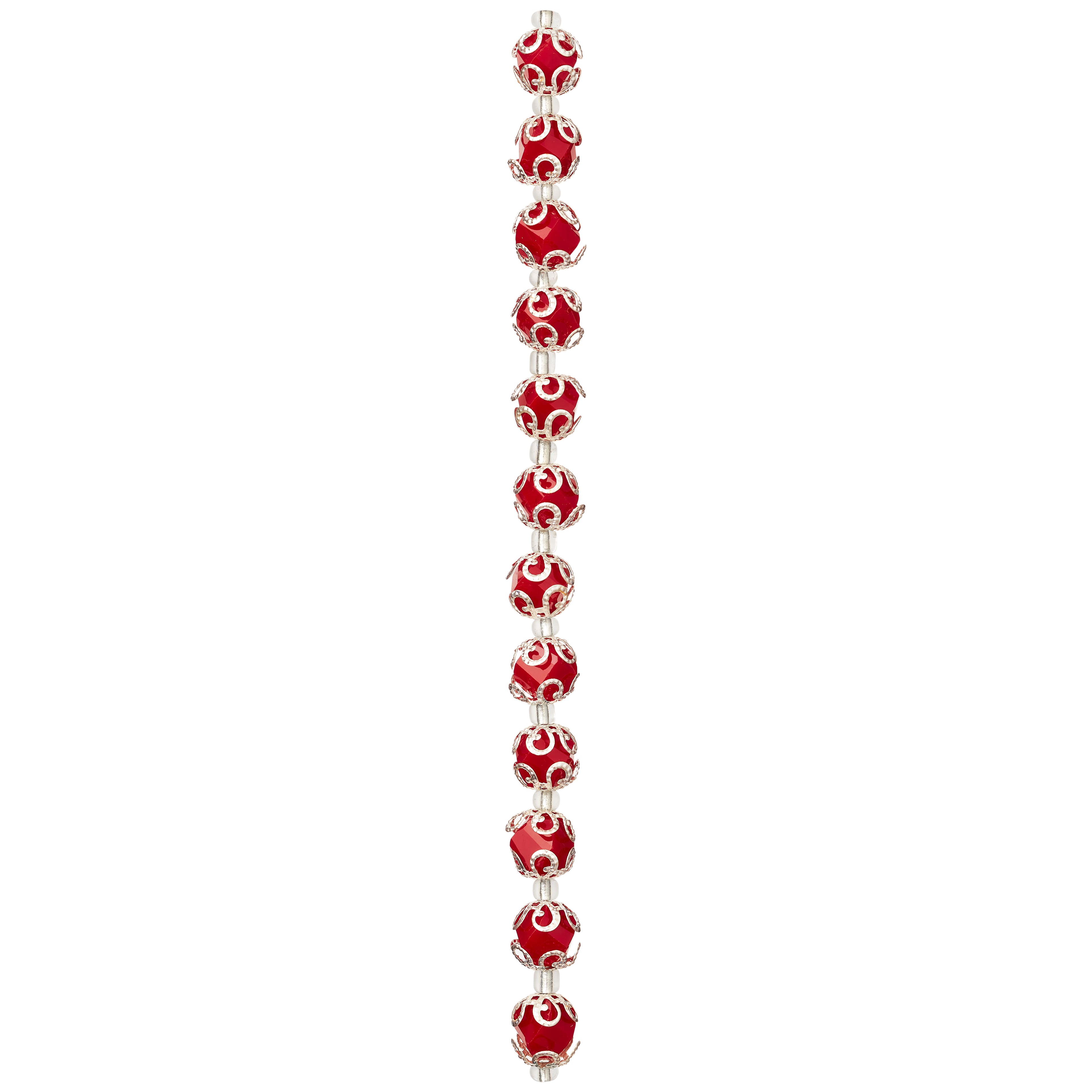 Red Faceted Glass Bead With Bead Cap, 10mm by Bead Landing&#x2122;
