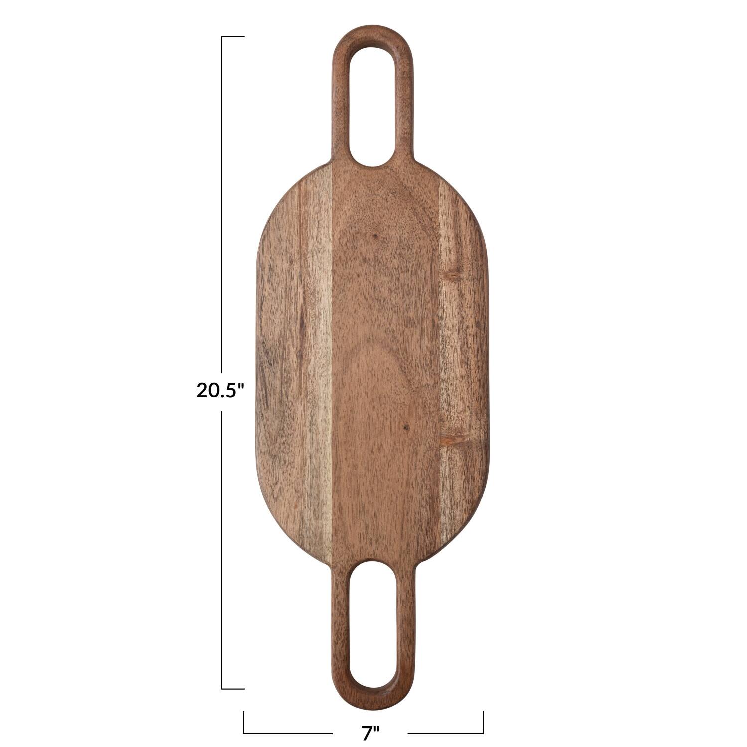 20.5&#x22; Natural Acacia Wood Charcuterie or Cutting Board with 2 Handles